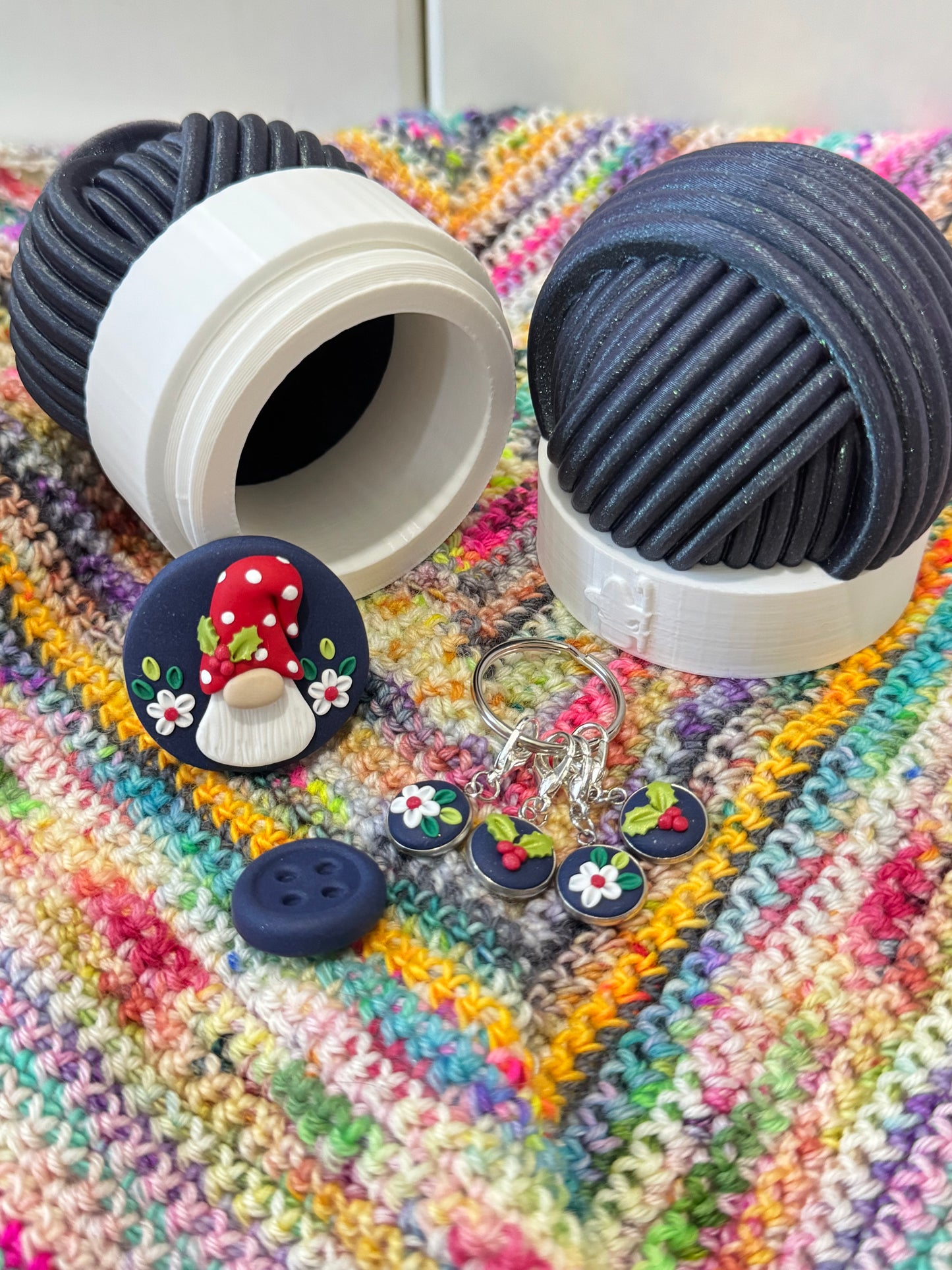 Festive Gnome Yarn Ball Pot