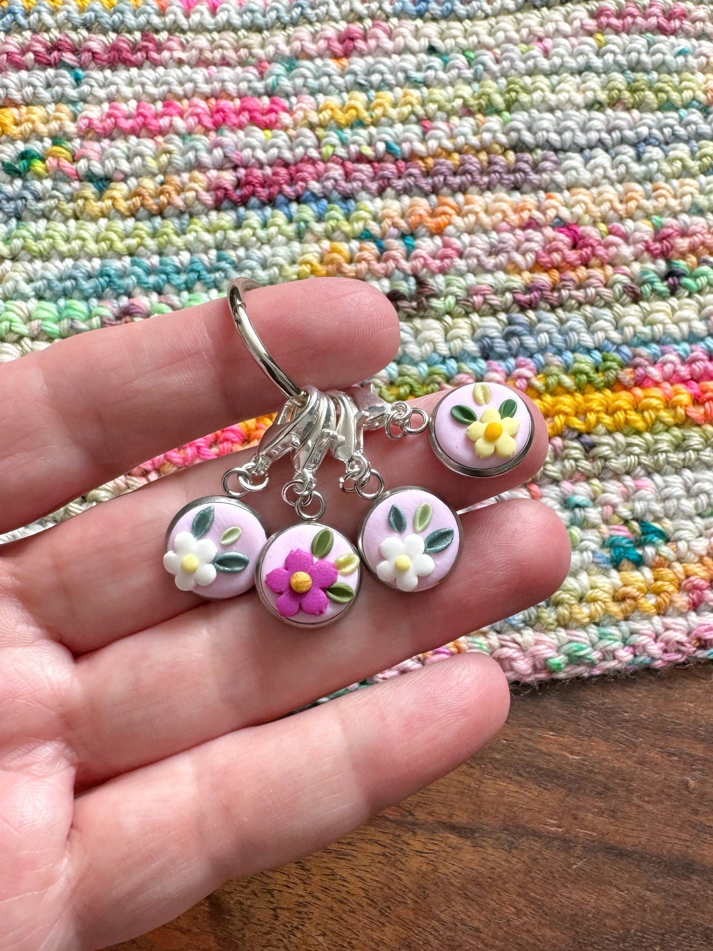 Wildflower Stitch Markers, Progress Keepers for Knitting and Crochet, Crochet Accessories