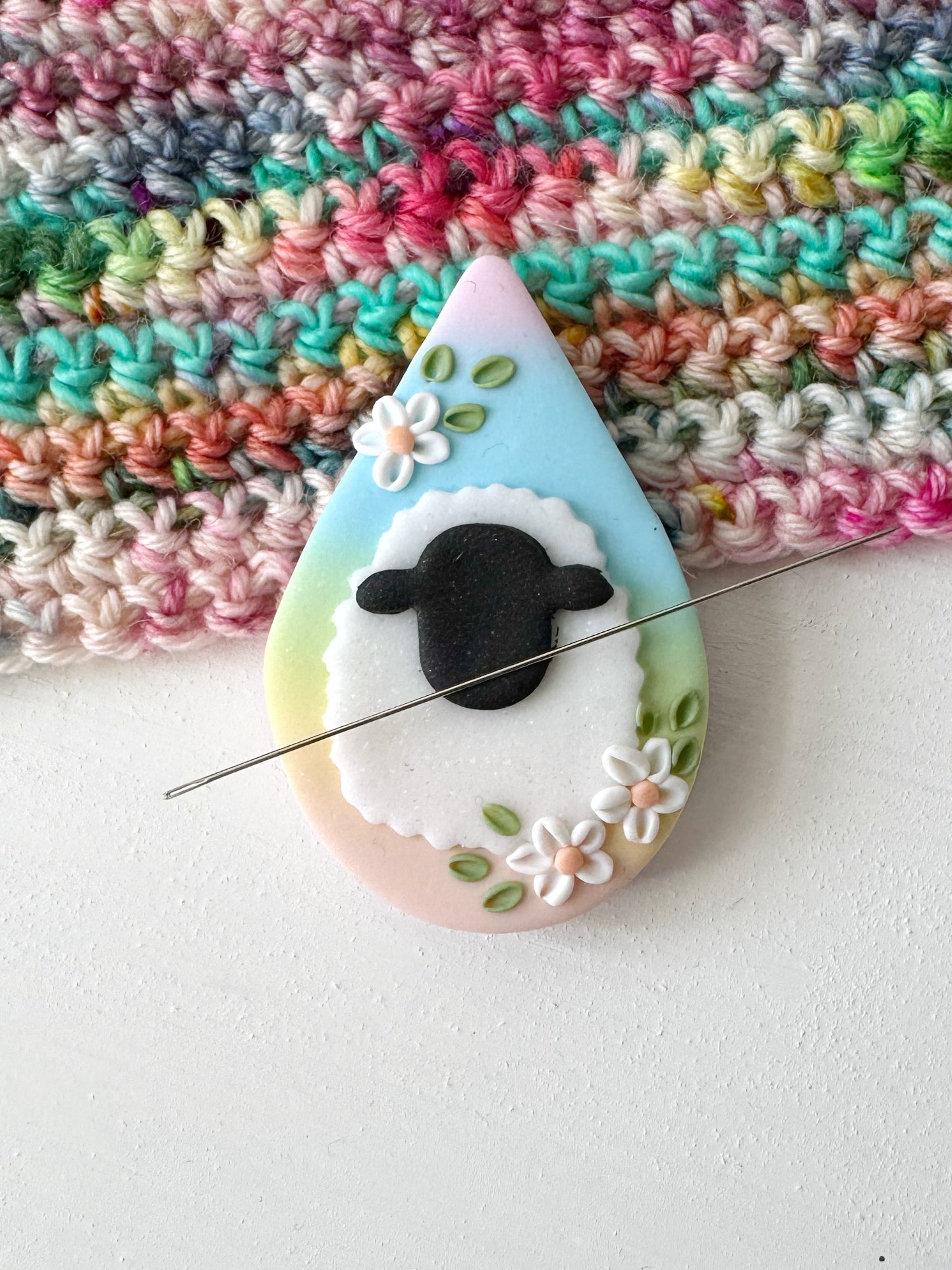 Pastel Rainbow Sheep Needle Minder, Magnetic Needle Minder