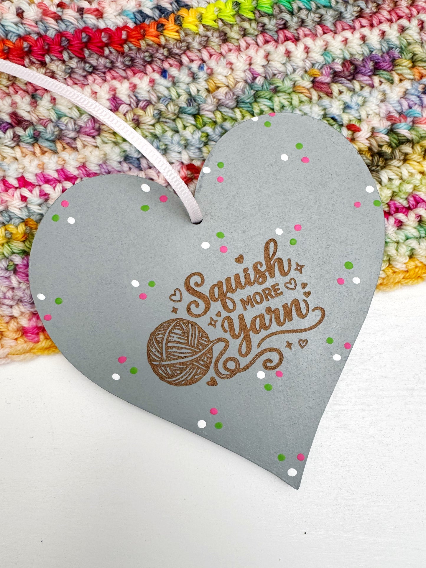 Squish More Yarn Hanging Heart, Craft Room Sign
