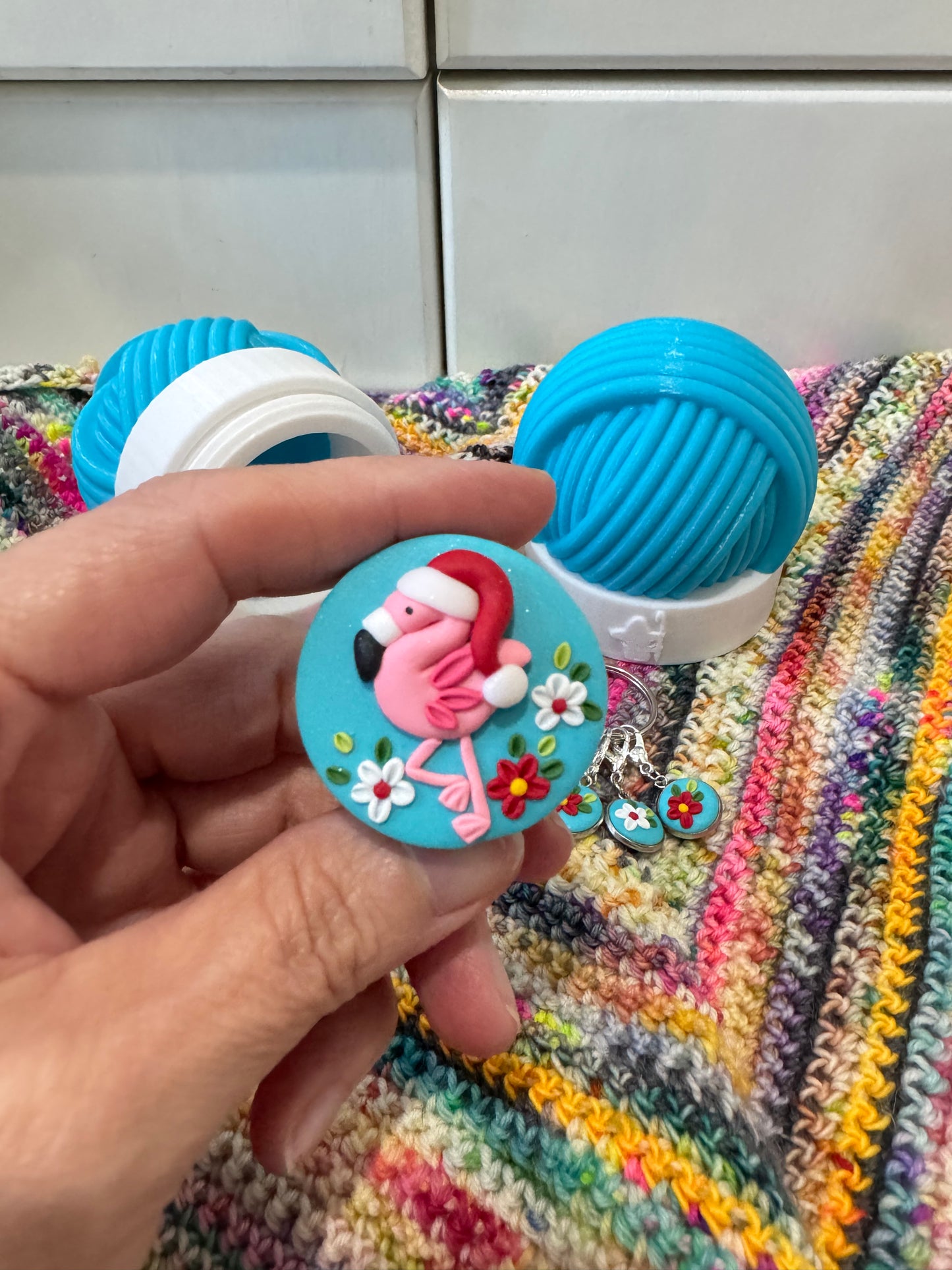 Christmas Flamingo Yarn Ball Pot