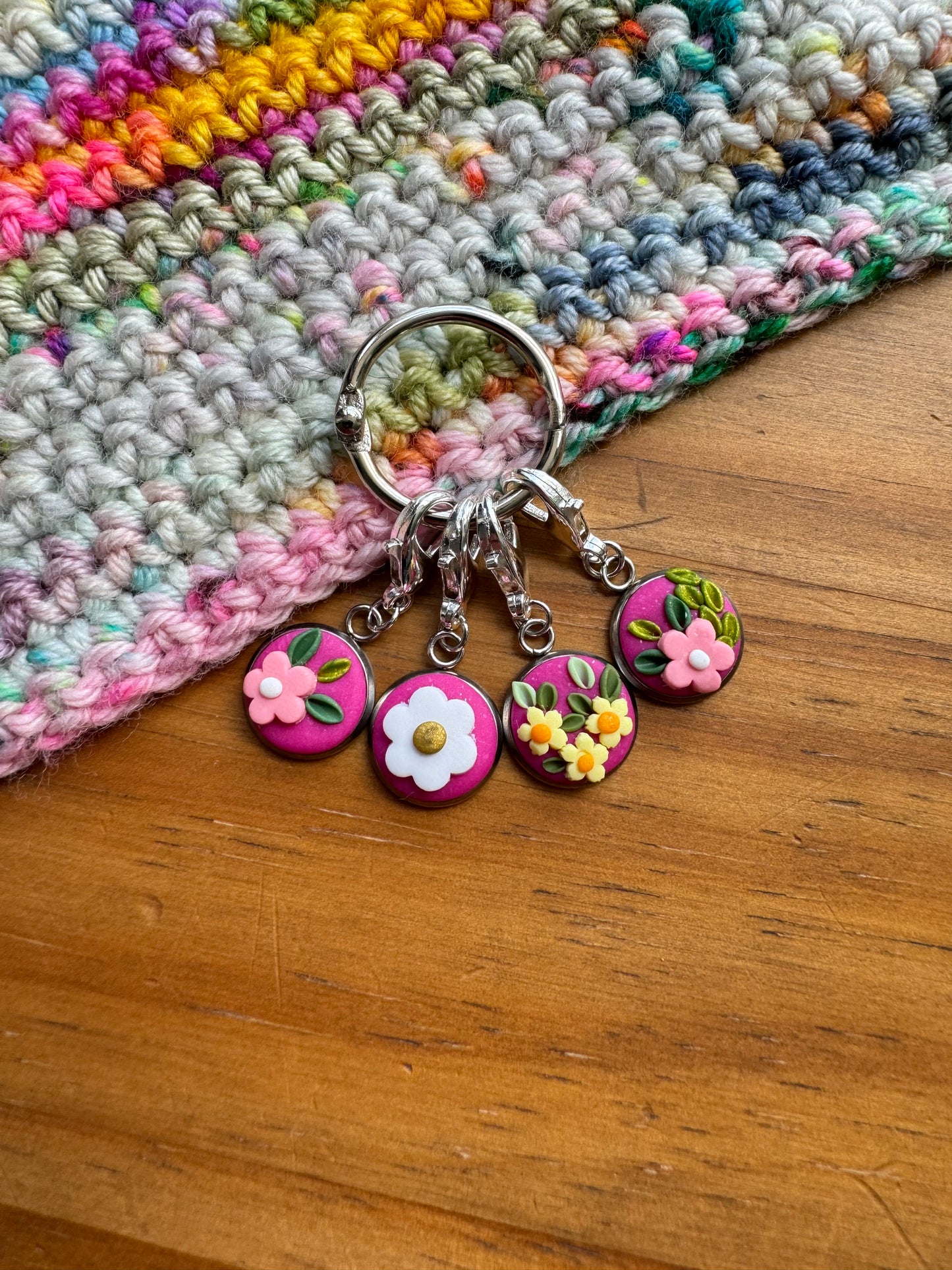 Wildflower Stitch Markers, Progress Keepers for Knitting and Crochet, Crochet Accessories