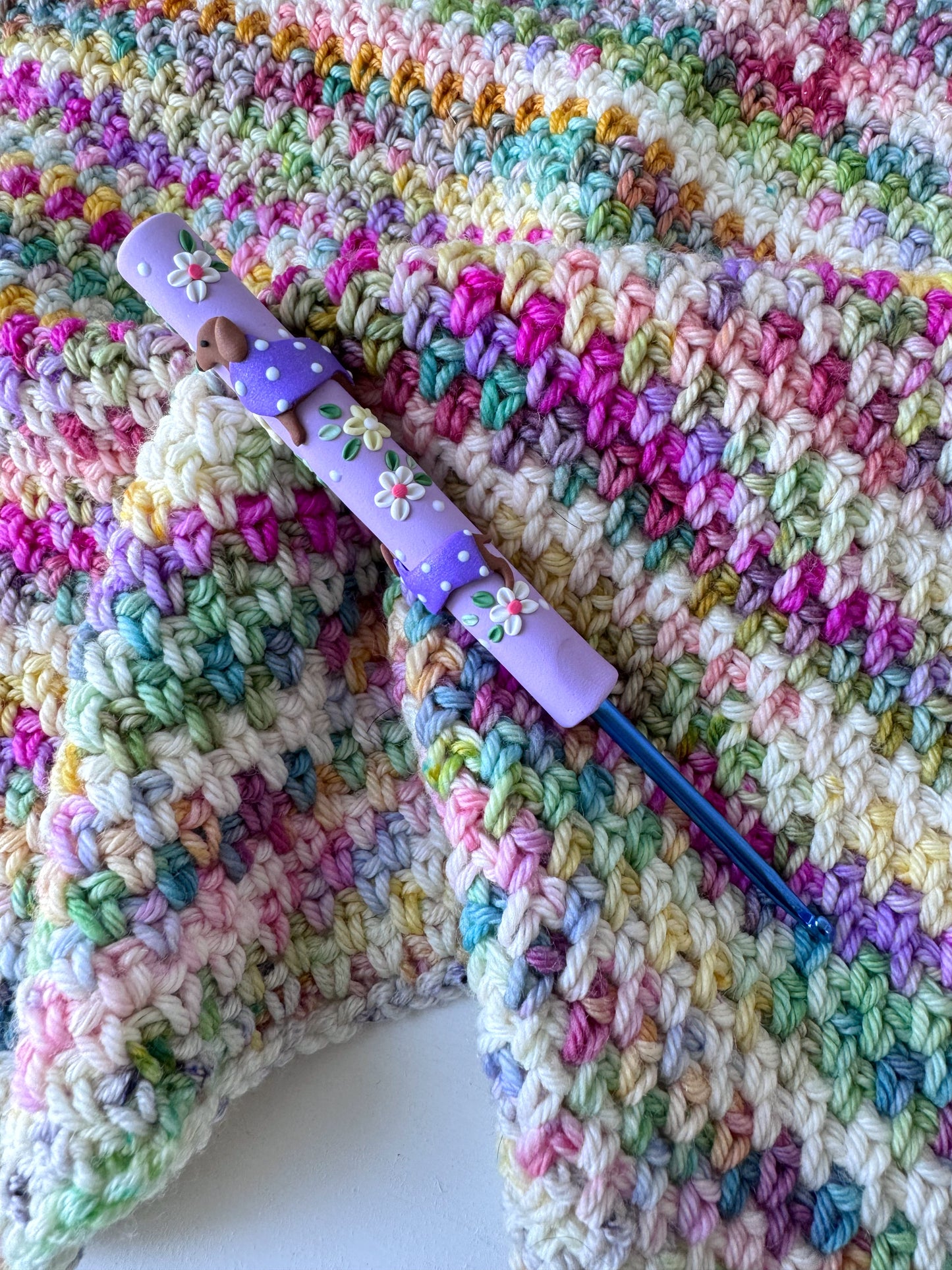 Dachshund Polymer Clay Crochet Hook, Sausage Dog Crochet Hook