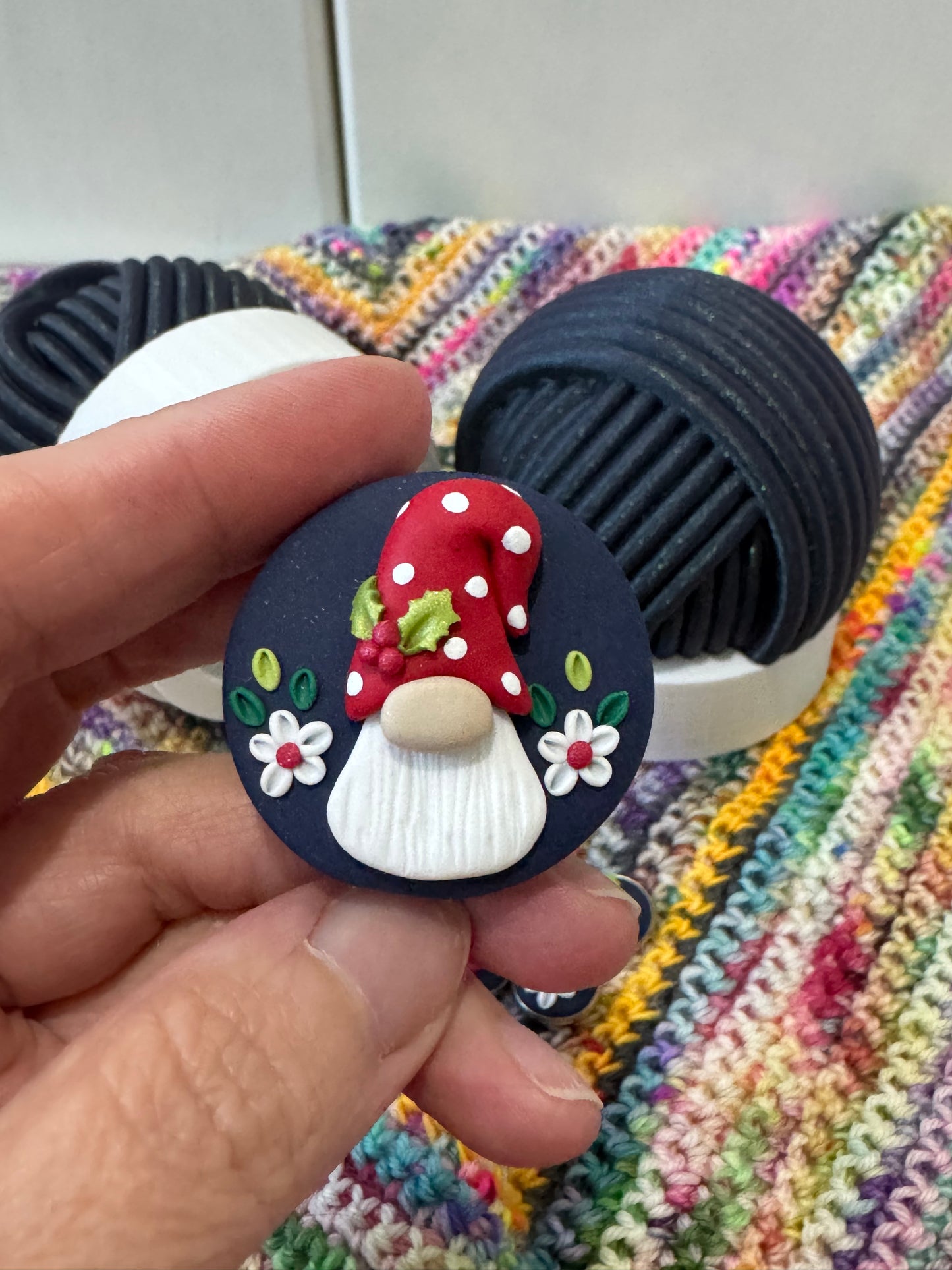 Festive Gnome Yarn Ball Pot