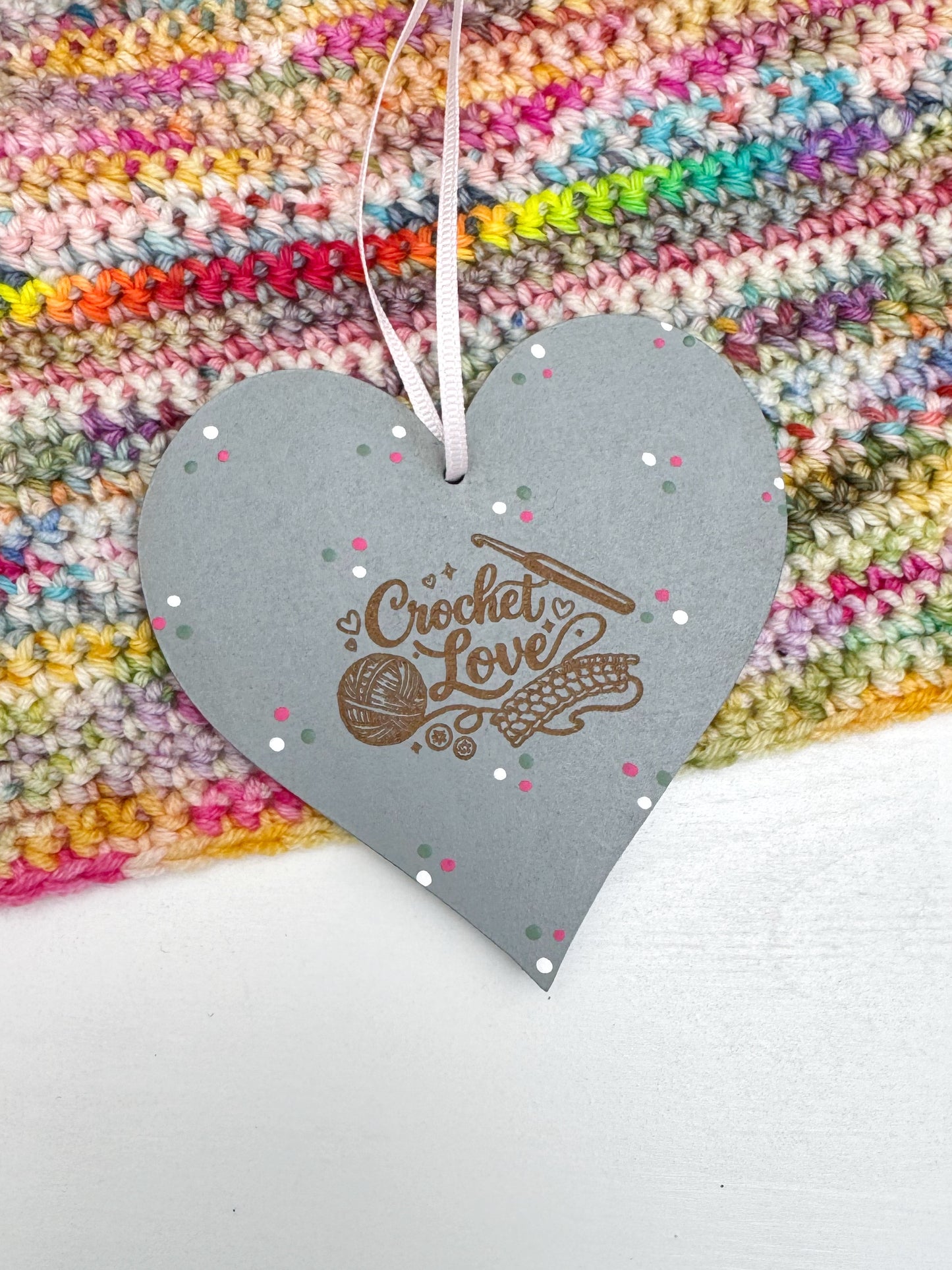 Crochet Love Hanging Heart, Craft Room Sign