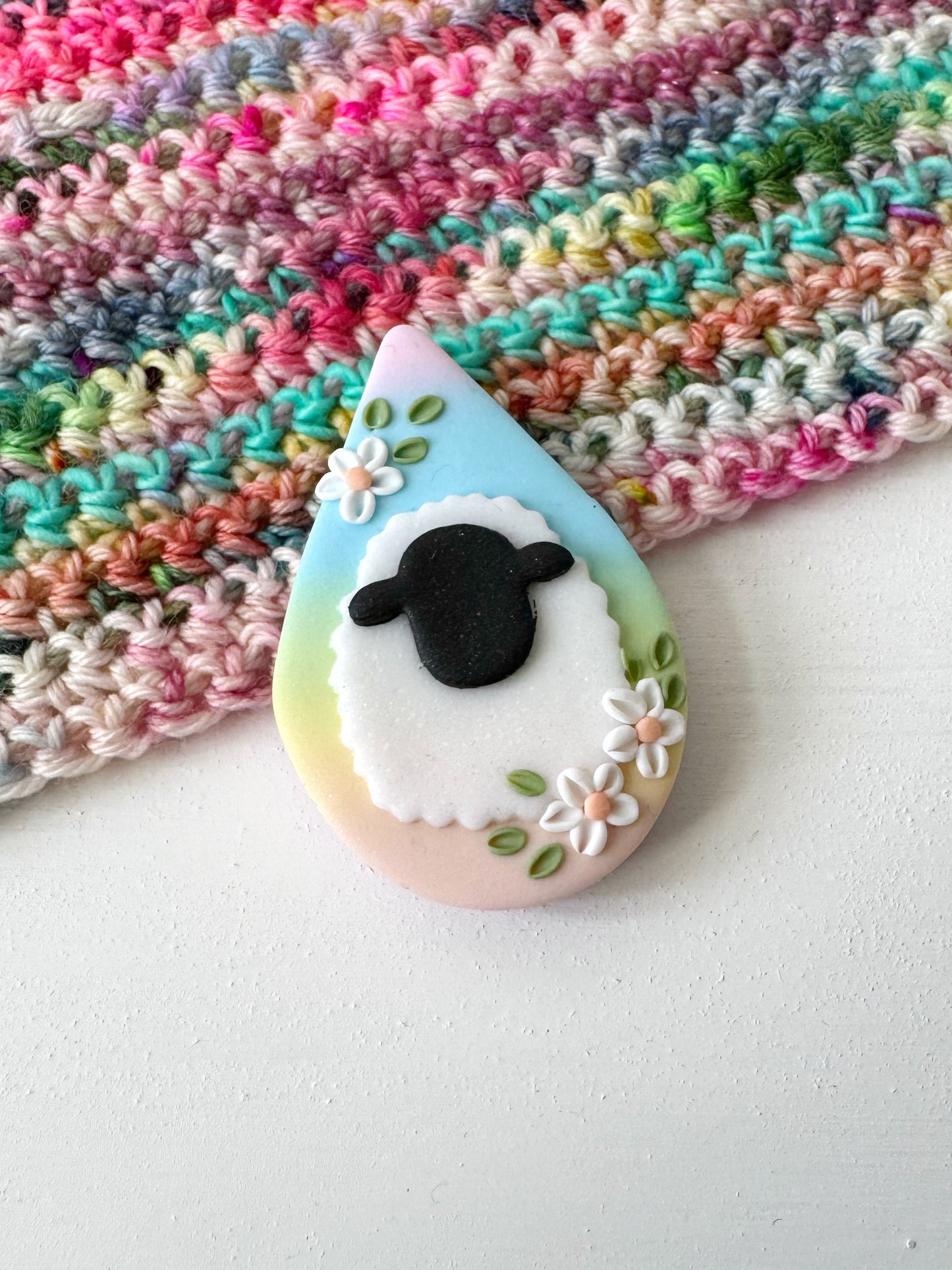 Pastel Rainbow Sheep Needle Minder, Magnetic Needle Minder