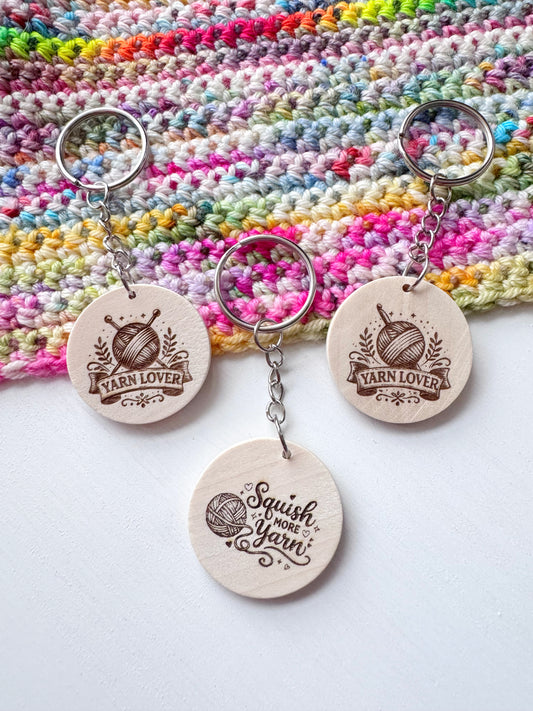 Wooden Disc Keyring – Yarn Lover Accessories for Knitters and Crocheters