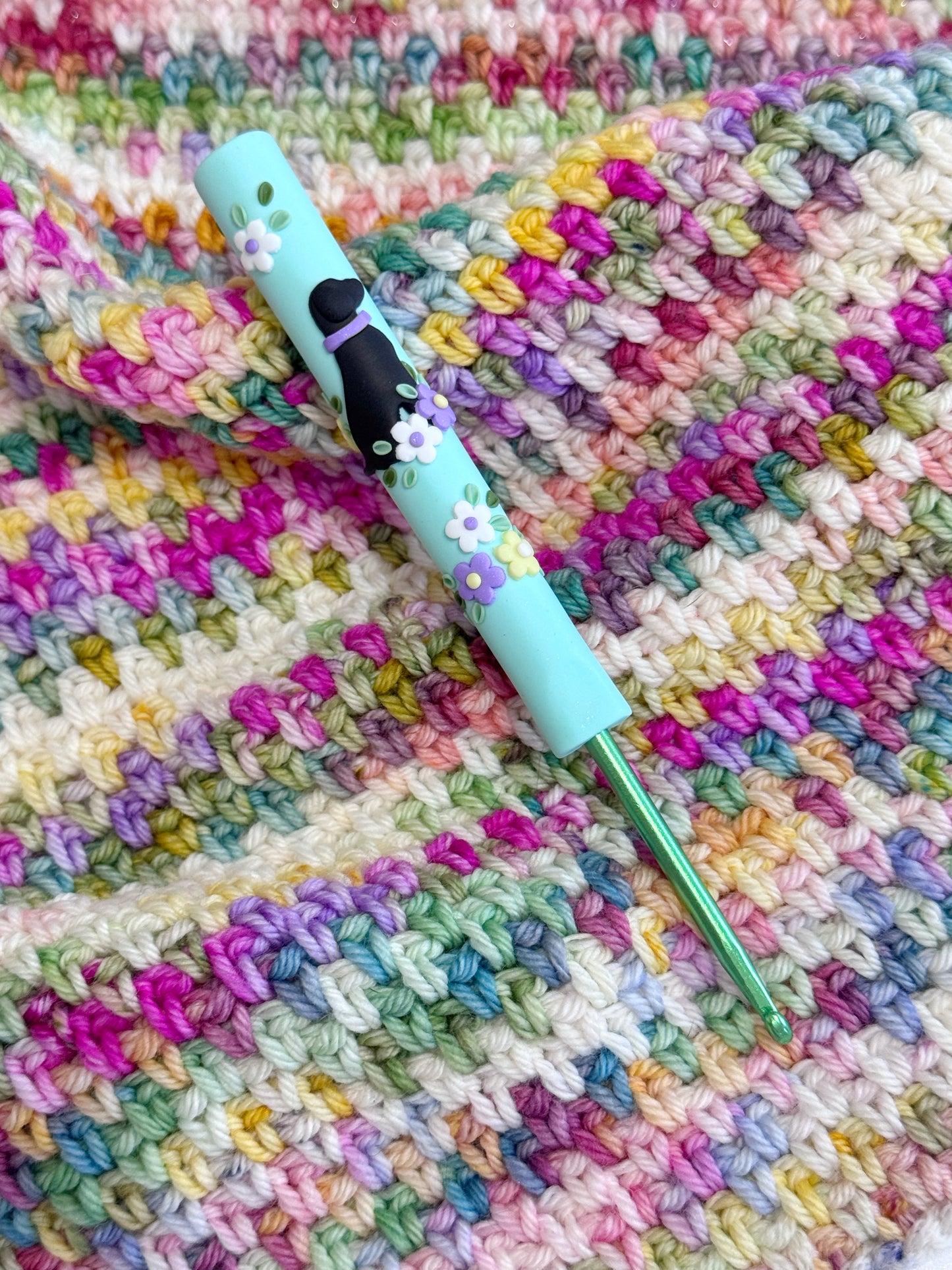 Labrador Polymer Clay Crochet Hook, Polymer Clay Fancy Crochet Hooks