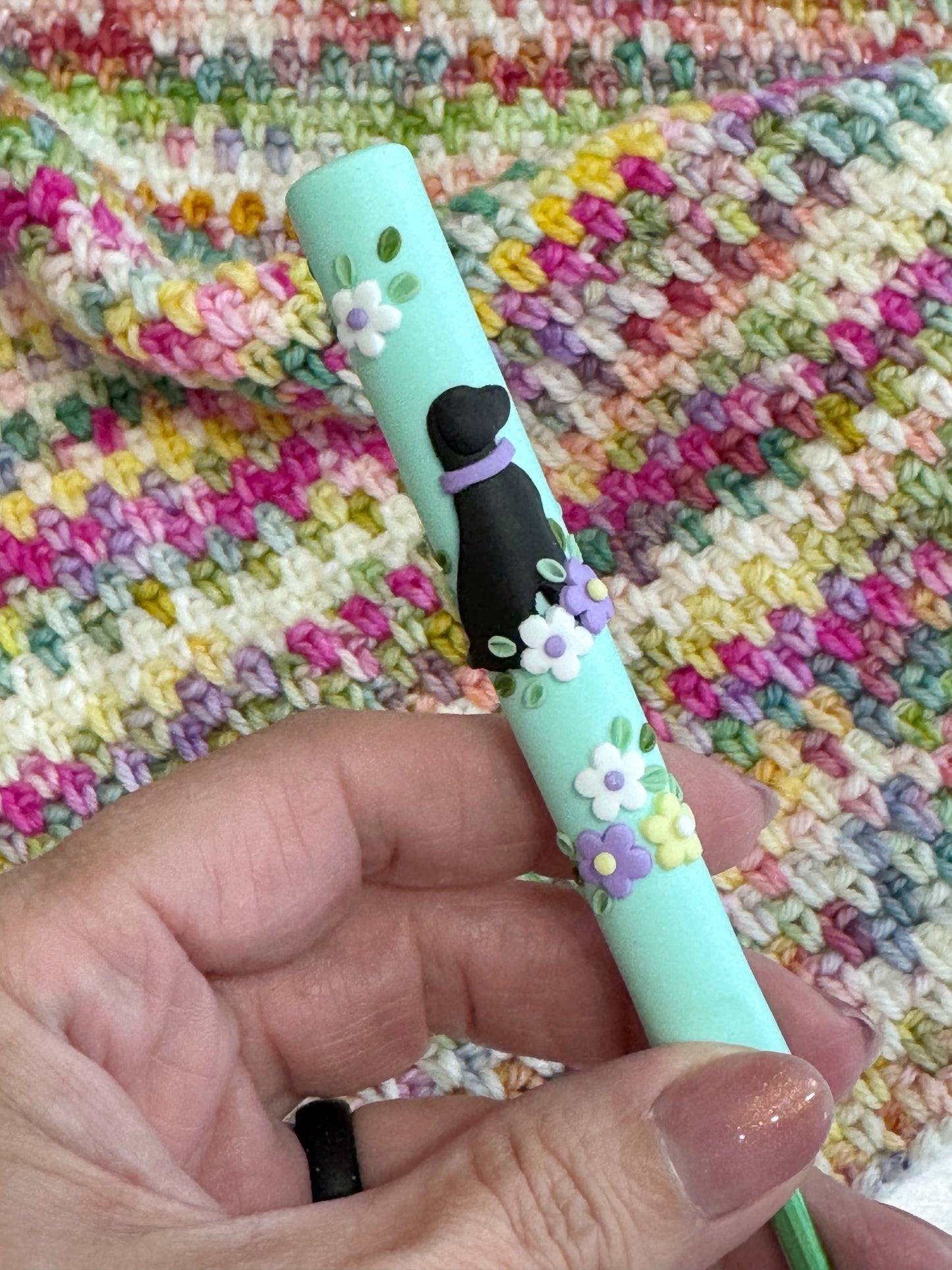 Labrador Polymer Clay Crochet Hook, Polymer Clay Fancy Crochet Hooks