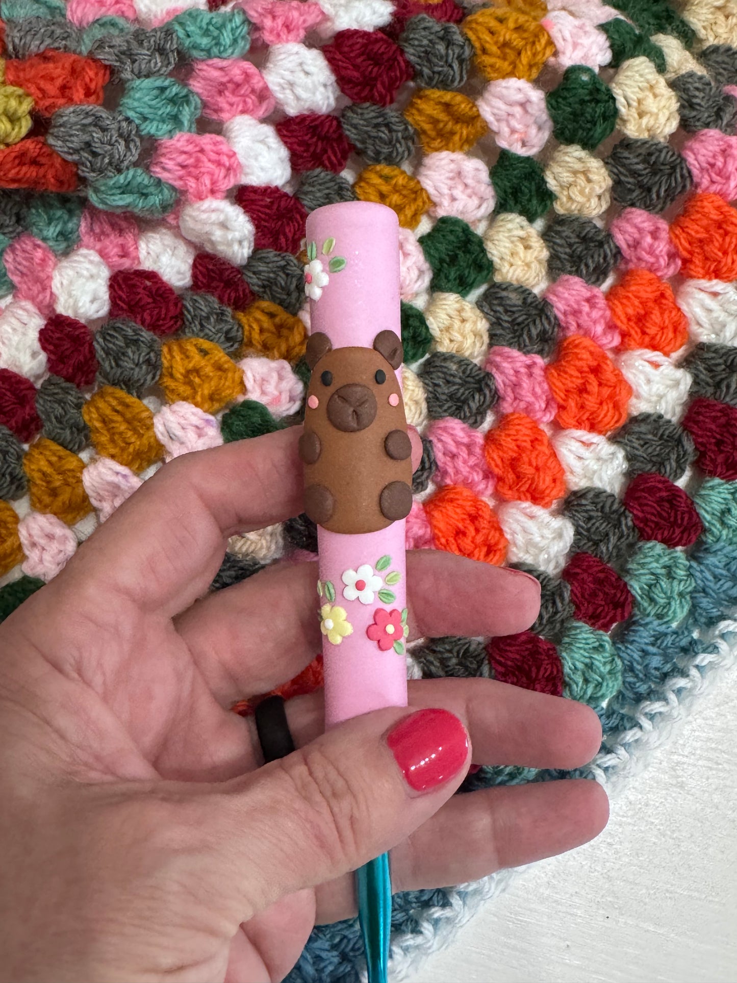 Capybara Polymer Clay Crochet Hook, Animal Crochet Hooks