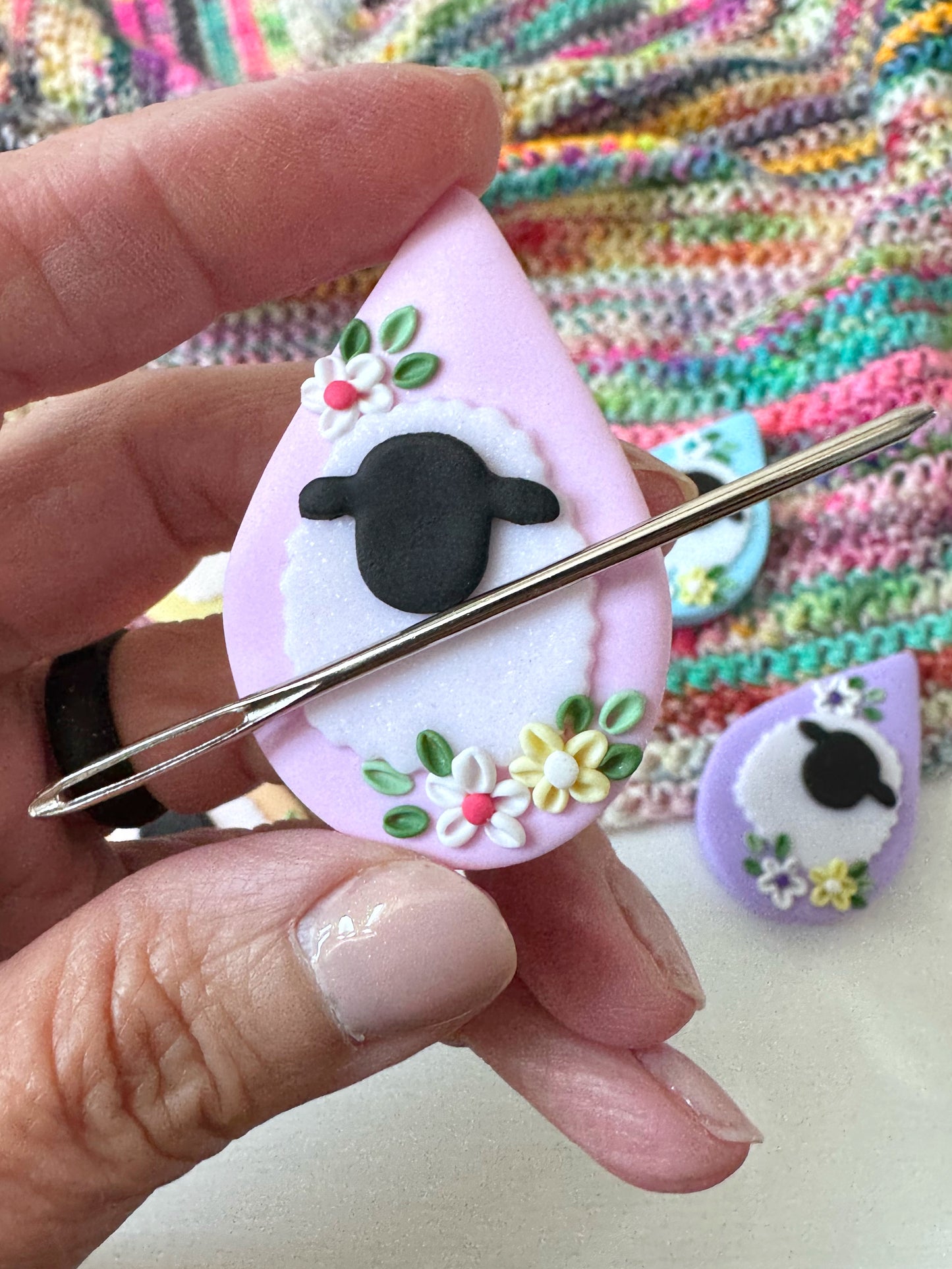 Pastel Rainbow Sheep Needle Minder, Magnetic Needle Minder