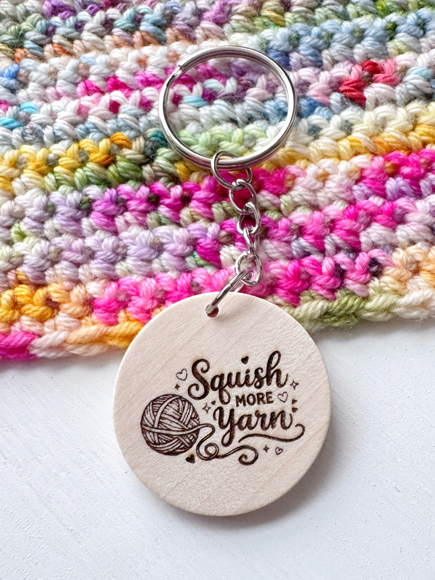 Wooden Disc Keyring – Yarn Lover Accessories for Knitters and Crocheters
