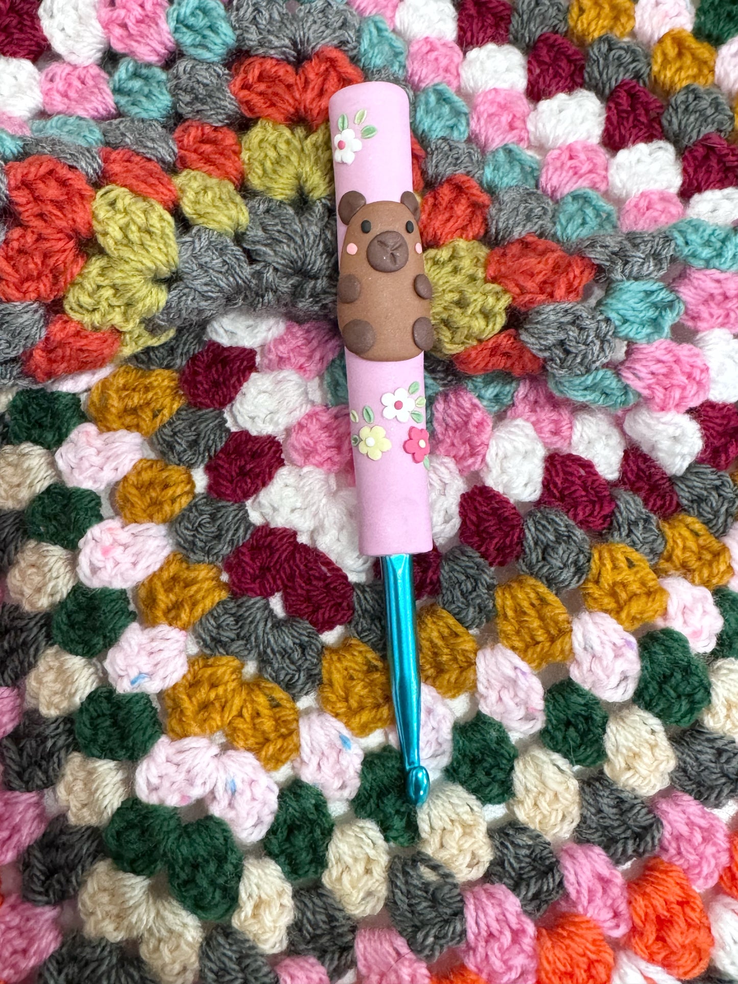 Capybara Polymer Clay Crochet Hook, Animal Crochet Hooks