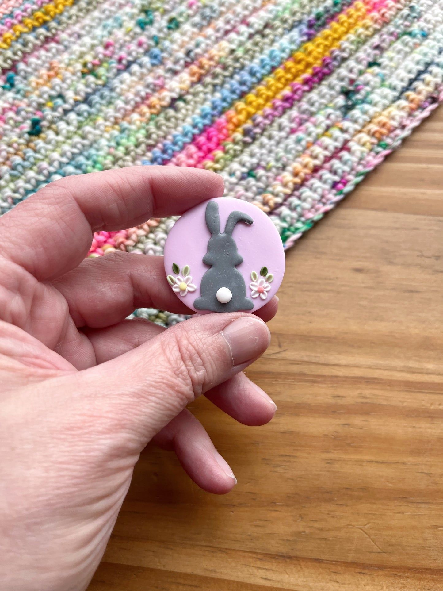 Easter bunny needle minder, needle keeper, magnetic needle holder, spring craft magnet, pin holder, cross stitch accessories
