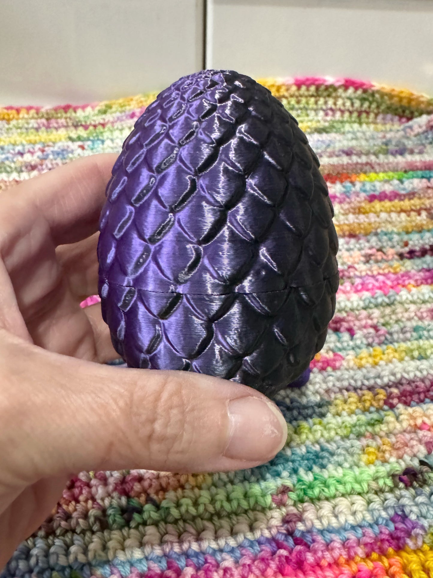 Purple Black Mini 3D Printed Dragon Surprise Egg, Dragons Eye Needle Minder, Surprise Gift for Crocheters and Knitters