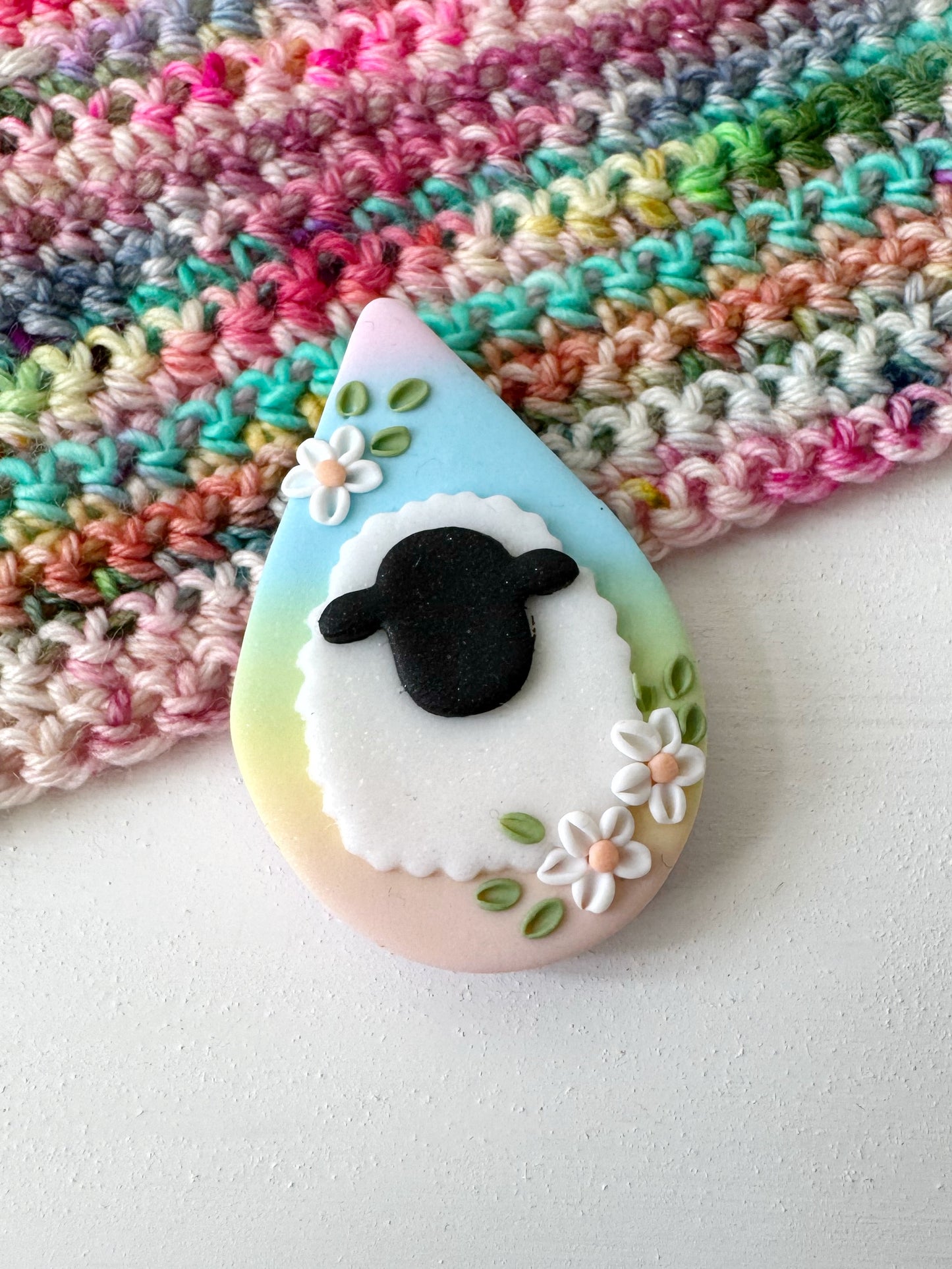 Pastel Rainbow Sheep Needle Minder, Magnetic Needle Minder