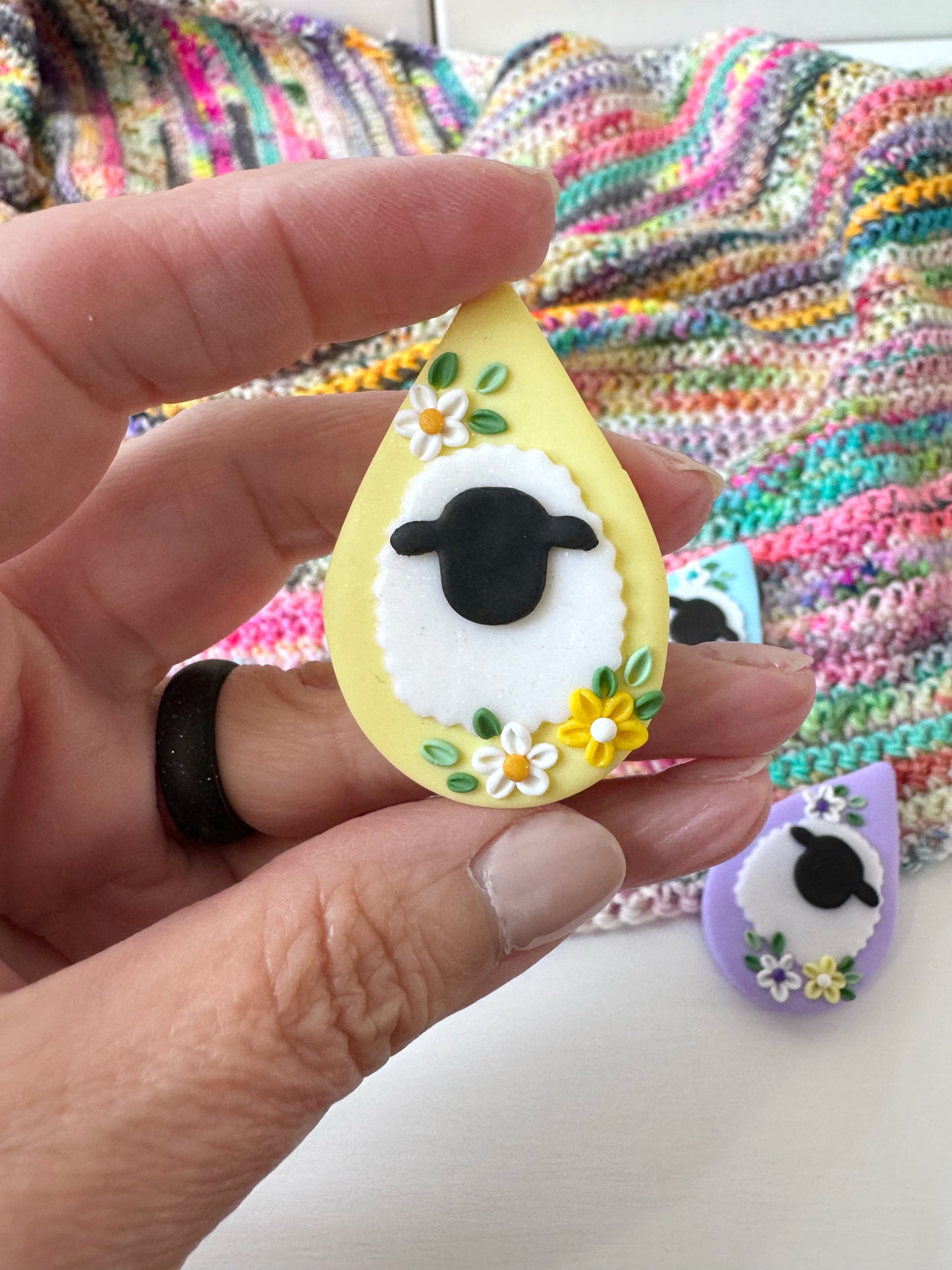 Pastel Rainbow Sheep Needle Minder, Magnetic Needle Minder