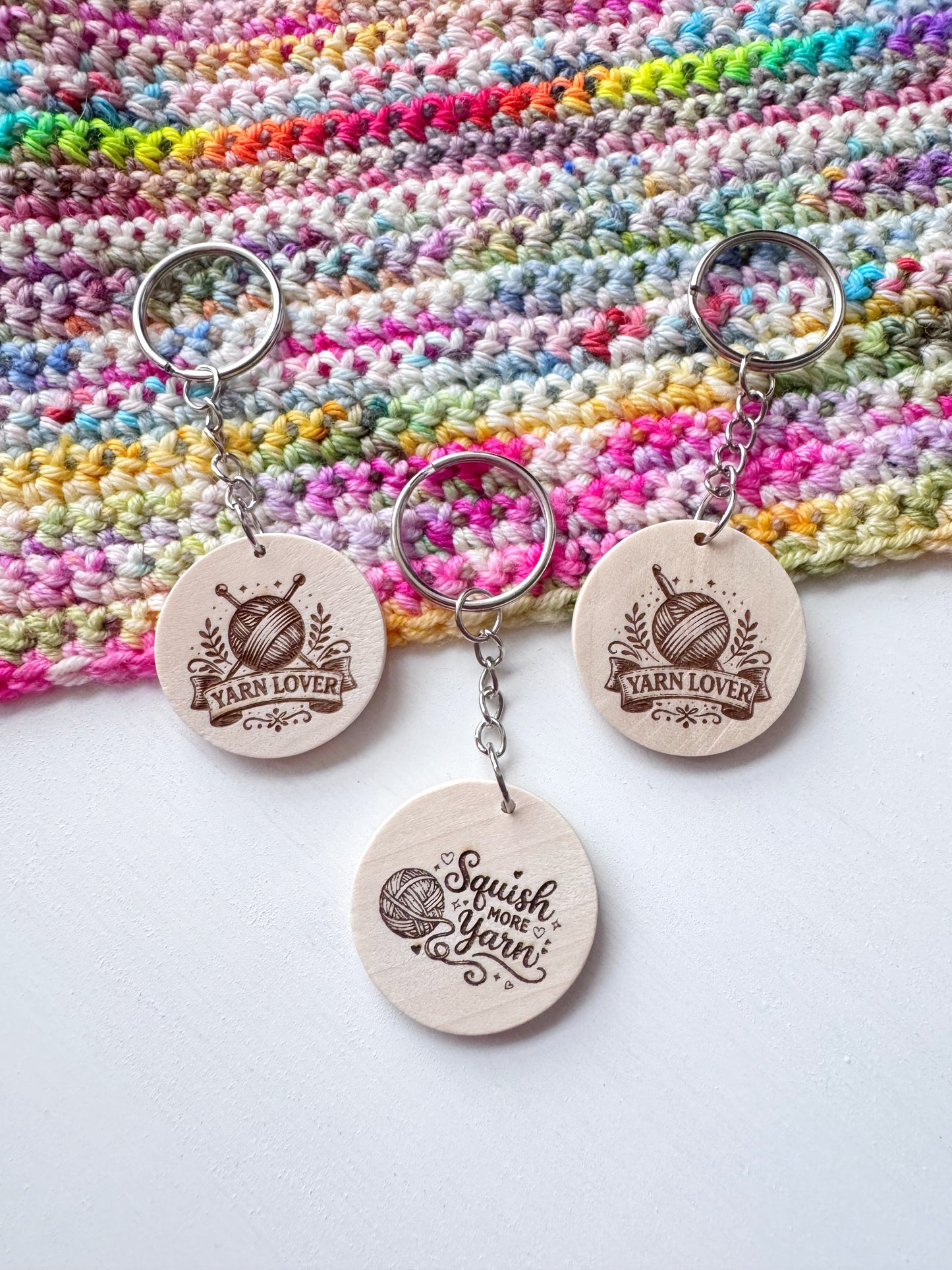 Wooden Disc Keyring – Yarn Lover Accessories for Knitters and Crocheters