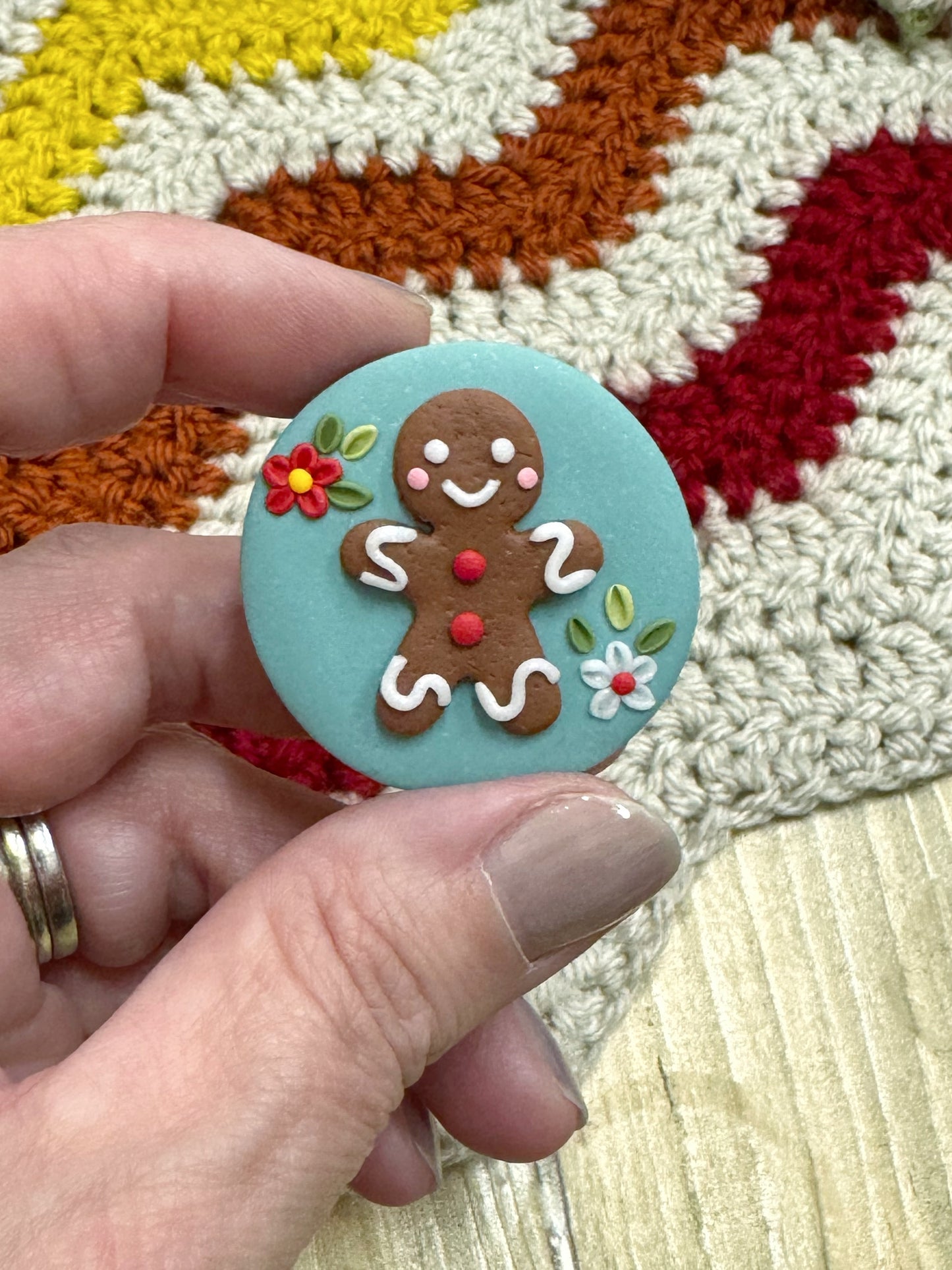 Gingerbread Man Magnetic Needle Minder, Christmas Cover Minders