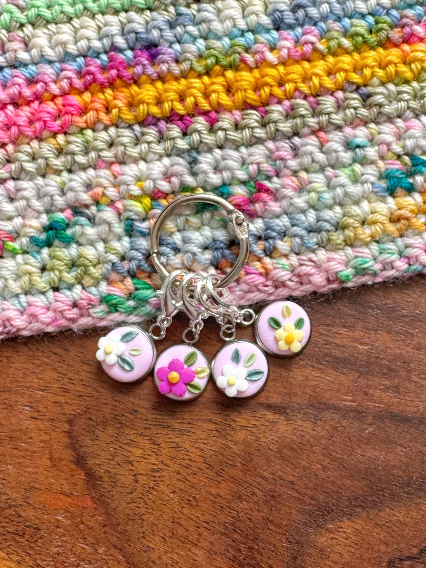 Wildflower Stitch Markers, Progress Keepers for Knitting and Crochet, Crochet Accessories