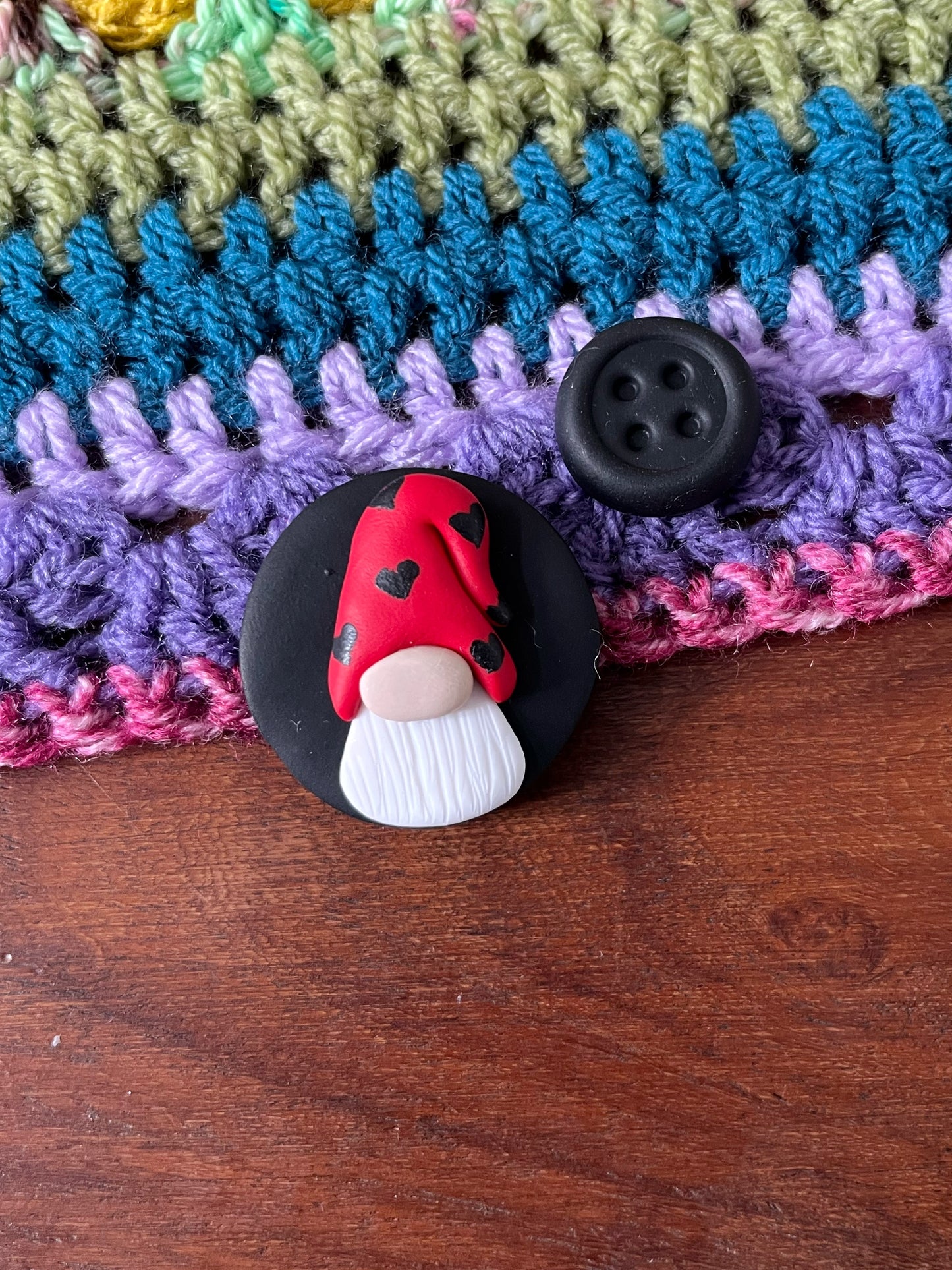Red heart gnome magnetic needle minder, gonk needle holder, cross stitch gifts, gift for her, Tomte sewing magnet