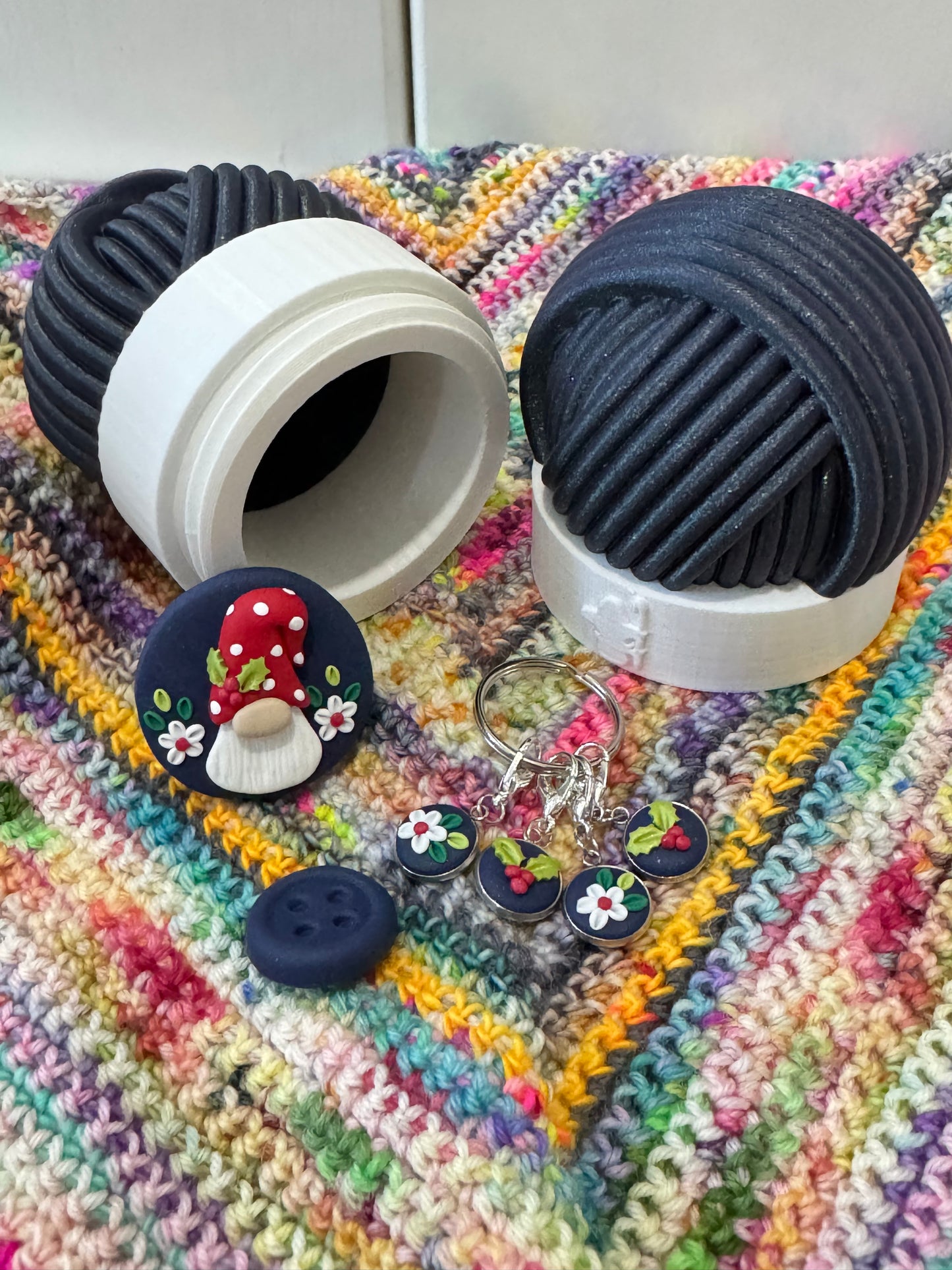 Festive Gnome Yarn Ball Pot