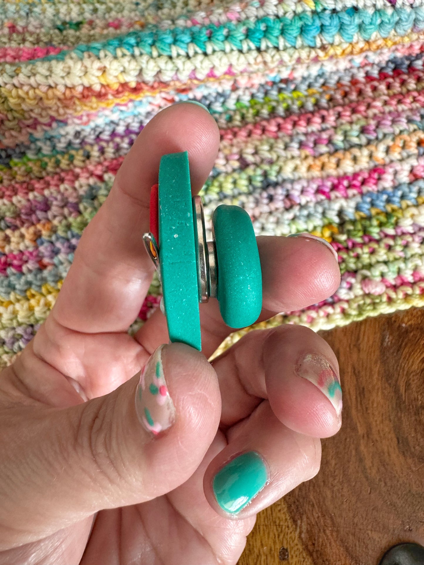 Jade Rainbow Needle Minder, Magnetic Needle Holder, Cross Stitch Sewing Magnet