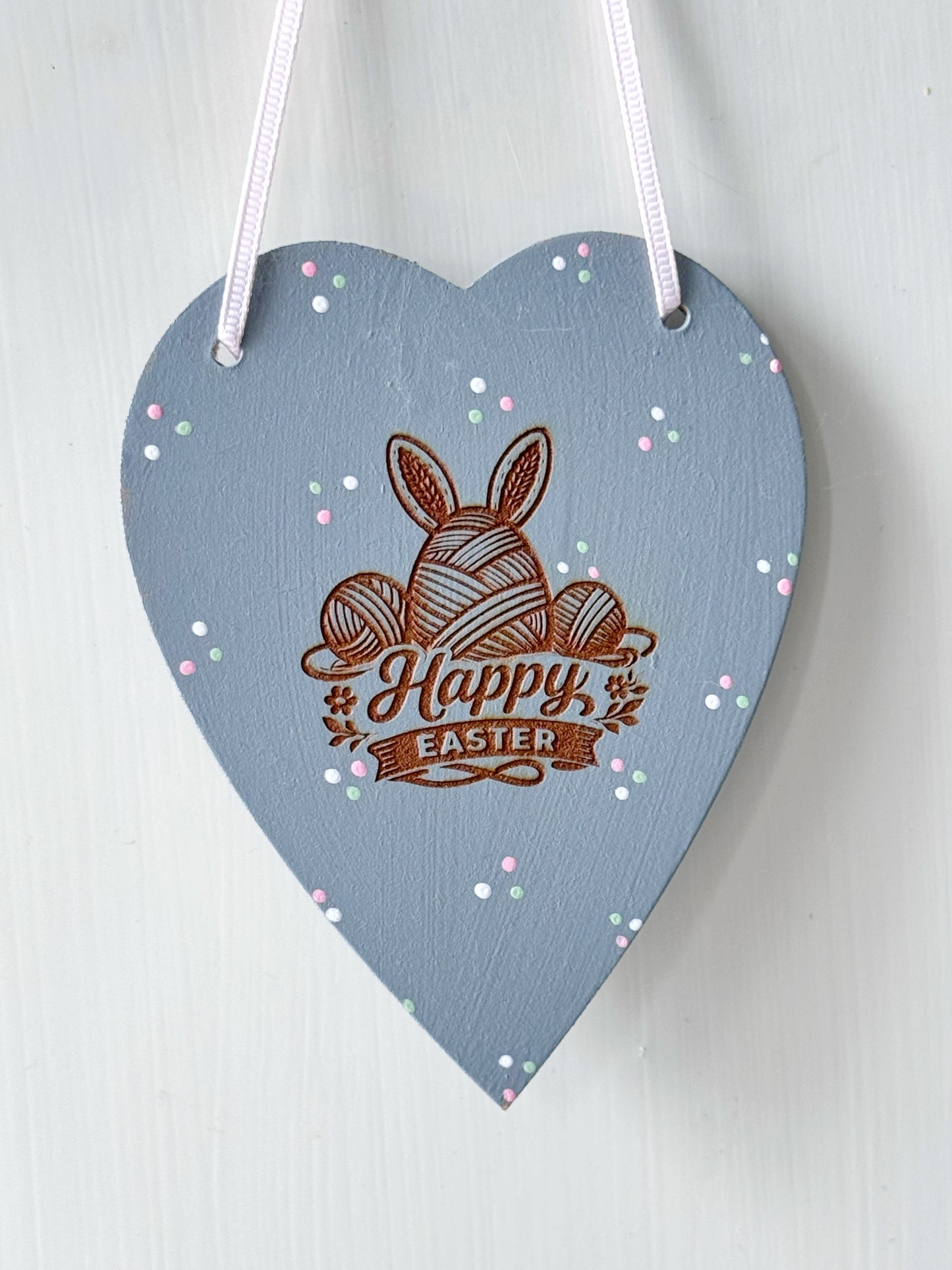 Happy Easter Hanging Heart, Yarn Lovers Easter Prop