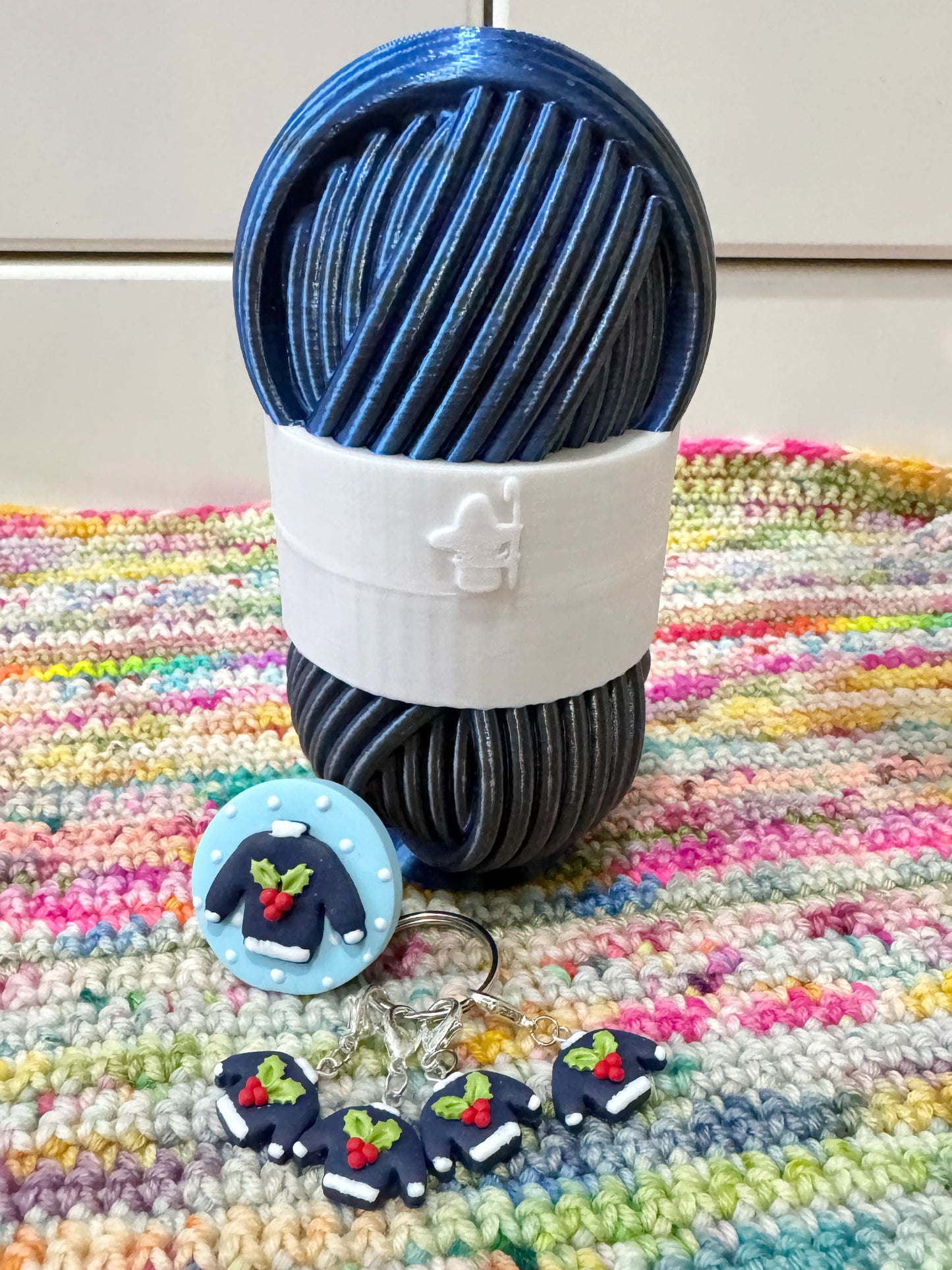 Cosy Jumper Mini Yarn Ball Pot, Keyring Crochet Hook and Stitch Markers