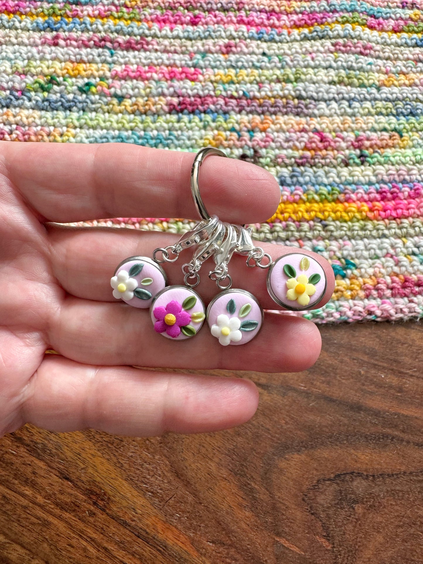 Wildflower Stitch Markers, Progress Keepers for Knitting and Crochet, Crochet Accessories