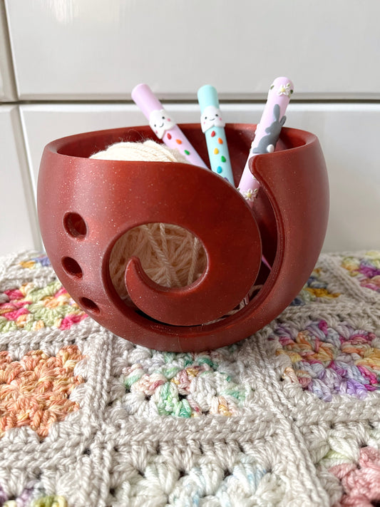 Dark Red Sparkle Yarn Bowl, 3D Printed Yarn Bowl for Knitting and Crochet
