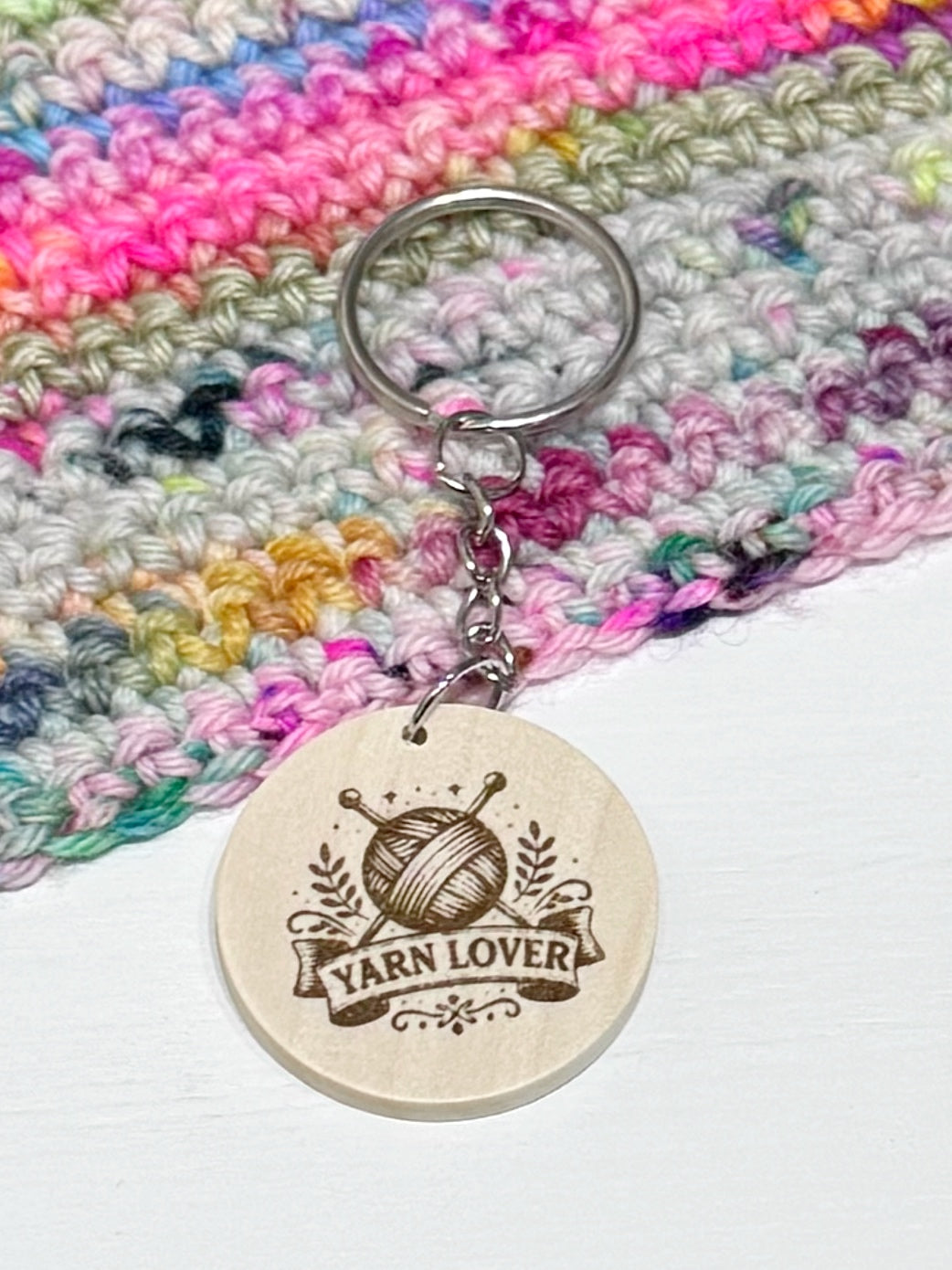 Wooden Disc Keyring – Yarn Lover Accessories for Knitters and Crocheters