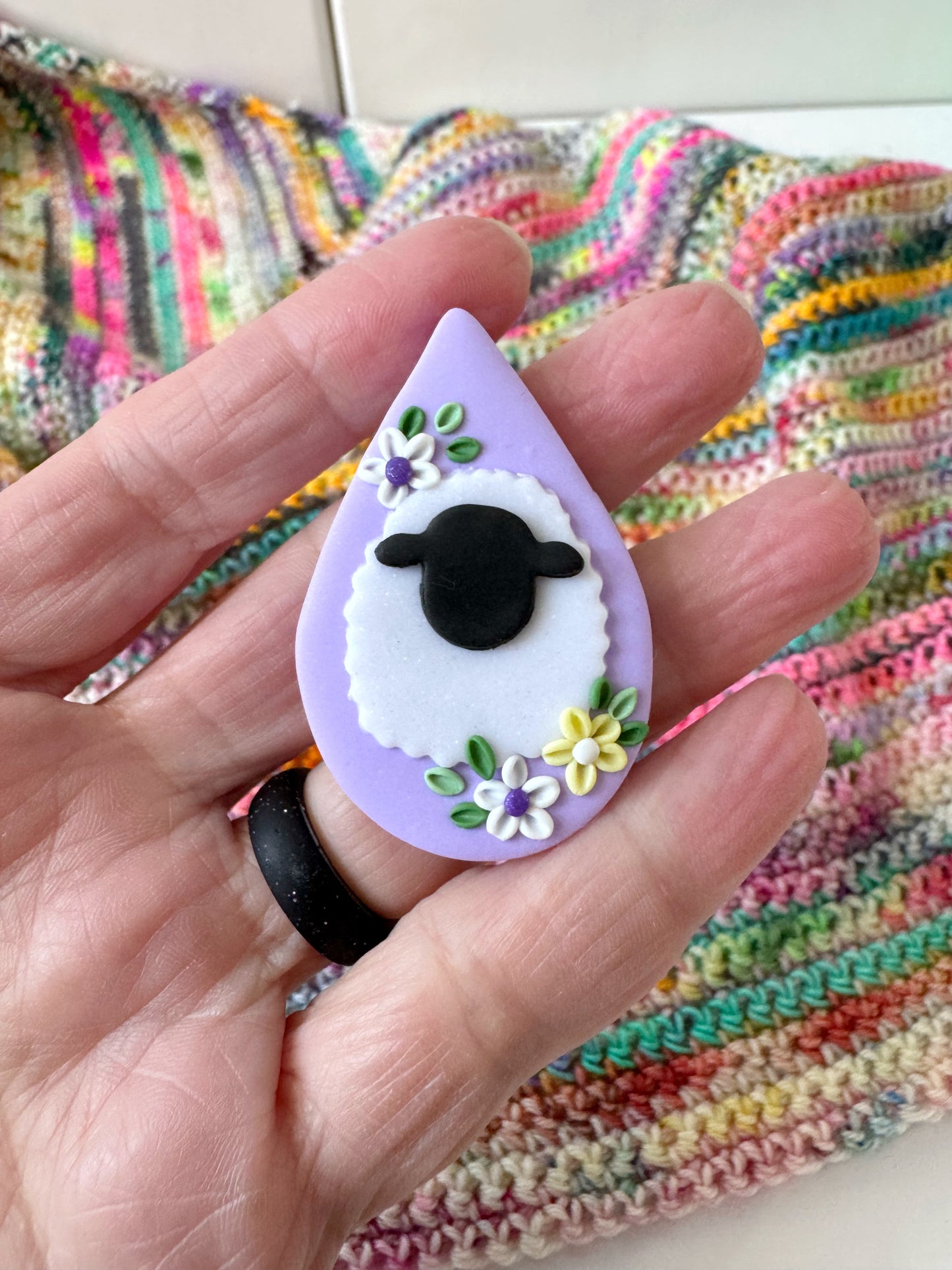 Pastel Rainbow Sheep Needle Minder, Magnetic Needle Minder