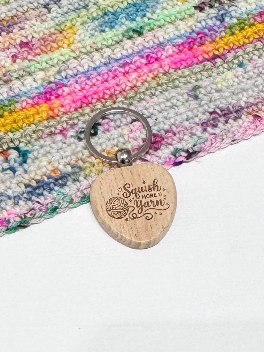 Wooden Heart Keyring – Yarn Lover Accessories for Knitters and Crocheters
