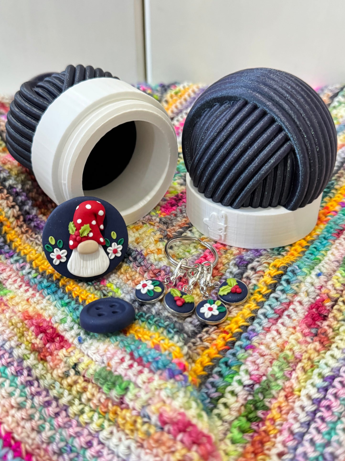 Festive Gnome Yarn Ball Pot