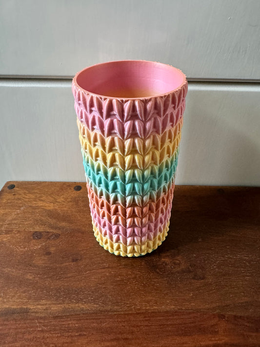 SECONDS Large Tropical Rainbow Knitted Look Pot