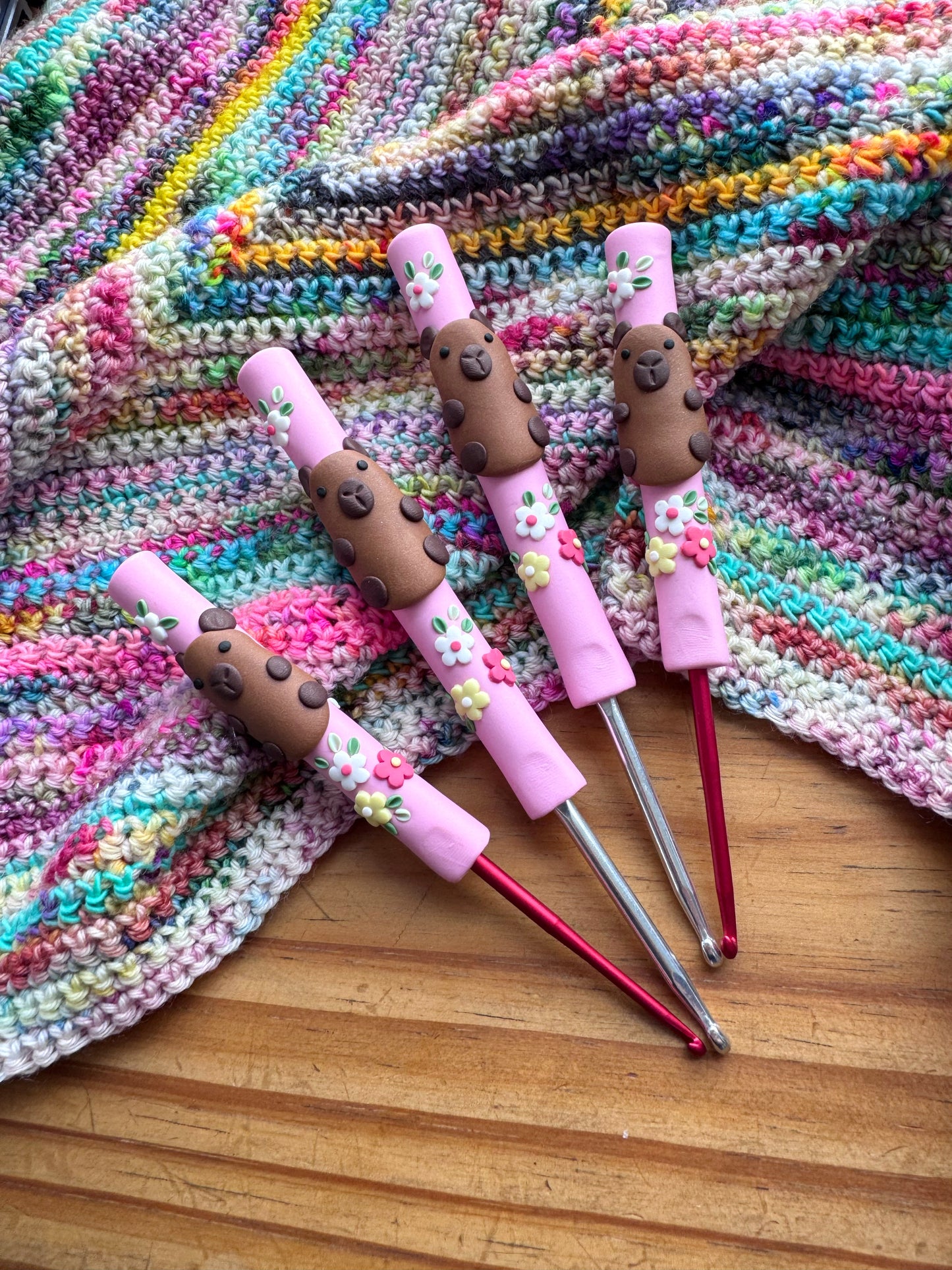 Capybara Polymer Clay Crochet Hook, Animal Crochet Hooks