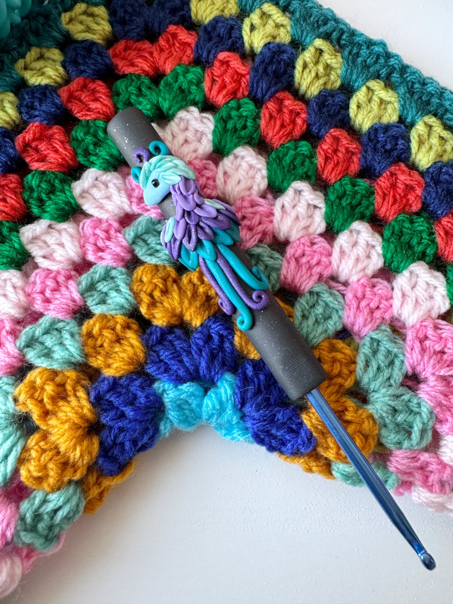 Purple and Blue Phoenix Crochet Hook, Mythical Creature Fantasy Crochet Hook