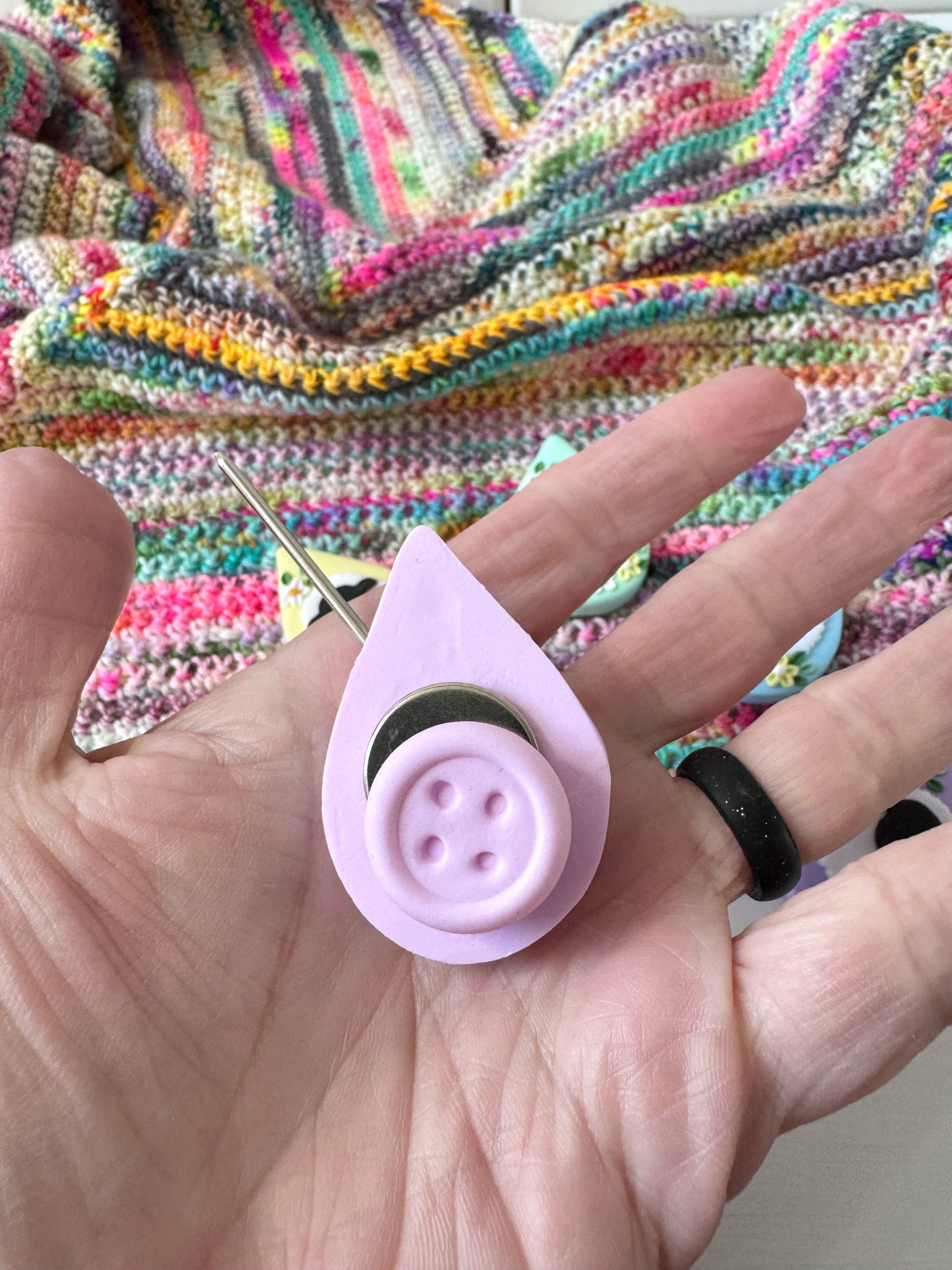 Pastel Rainbow Sheep Needle Minder, Magnetic Needle Minder