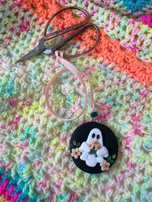Flower Ghost Polymer Clay Scissor Fob