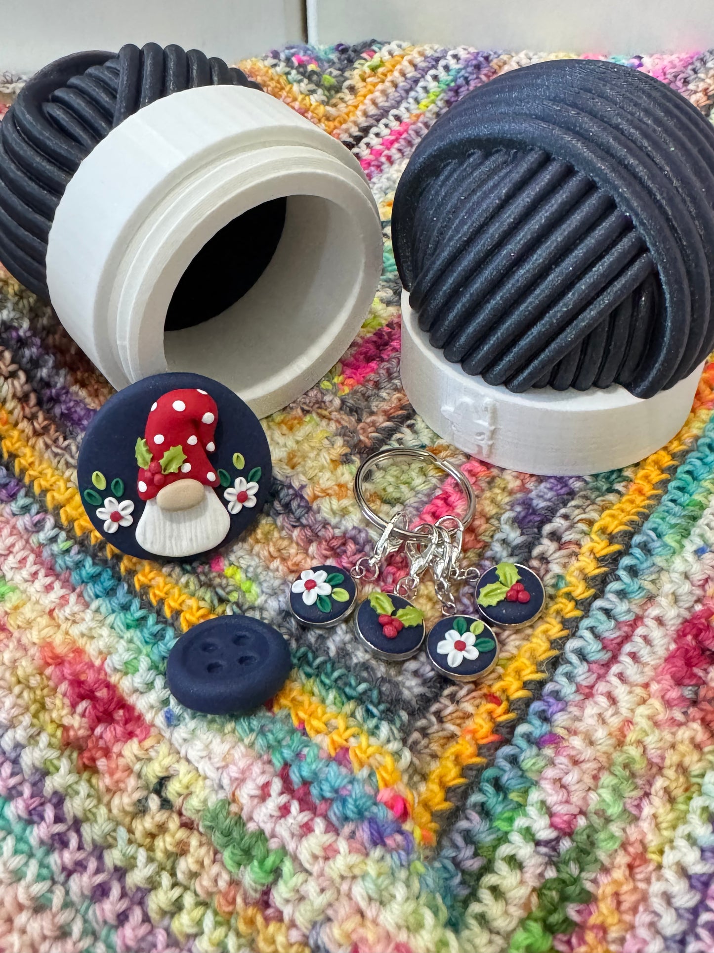 Festive Gnome Yarn Ball Pot