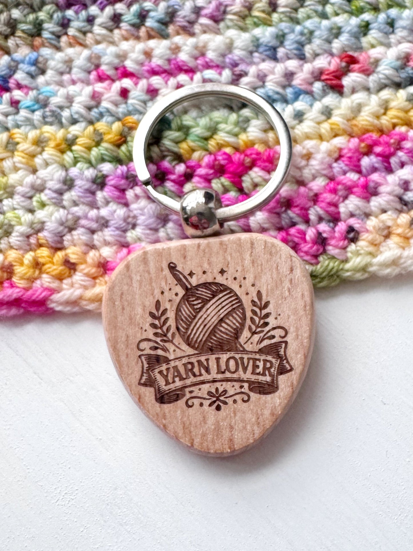 Wooden Heart Keyring – Yarn Lover Accessories for Knitters and Crocheters