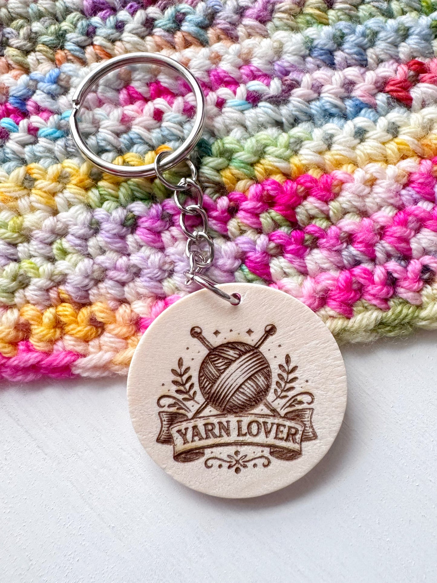 Wooden Disc Keyring – Yarn Lover Accessories for Knitters and Crocheters