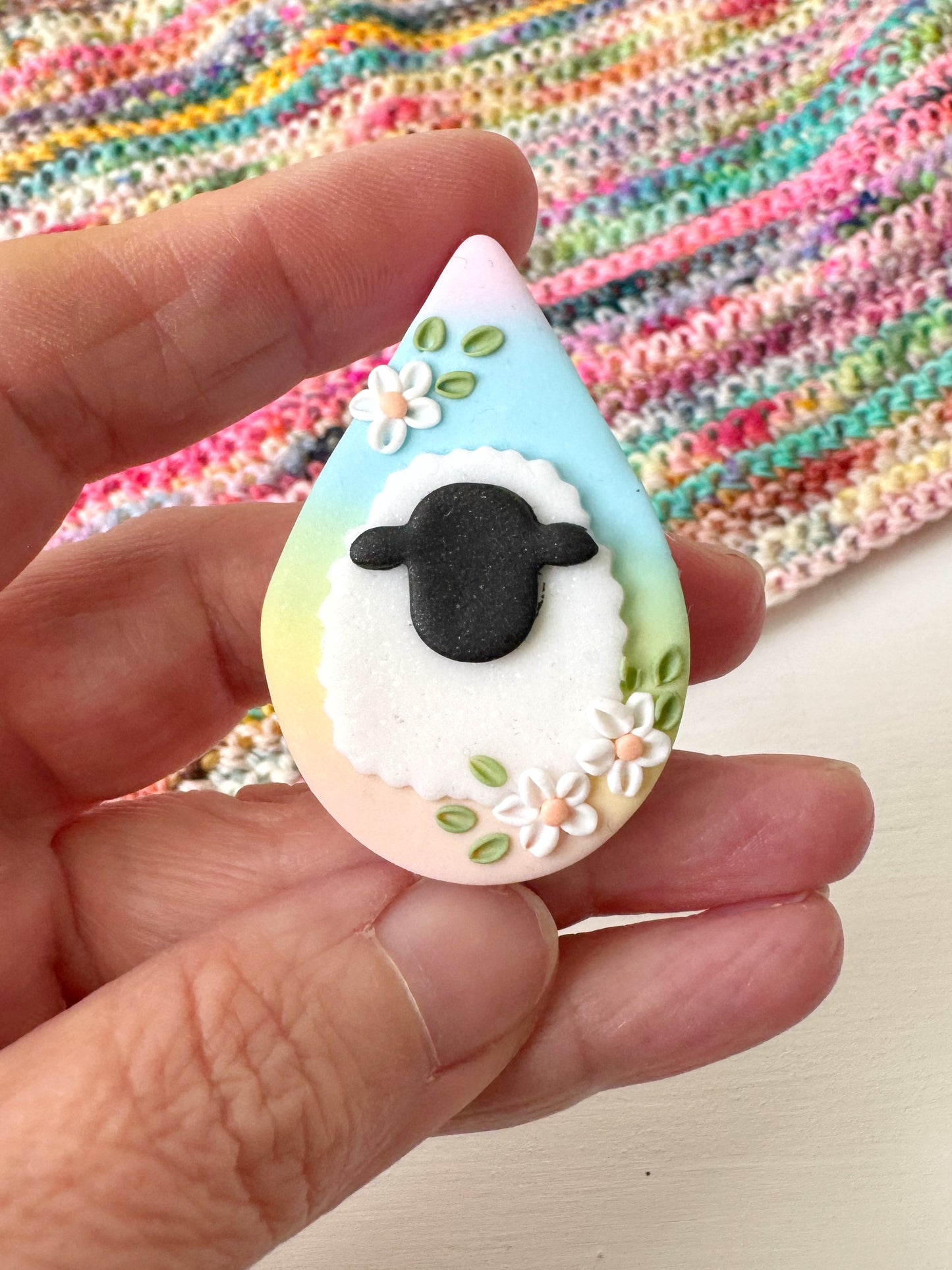 Pastel Rainbow Sheep Needle Minder, Magnetic Needle Minder