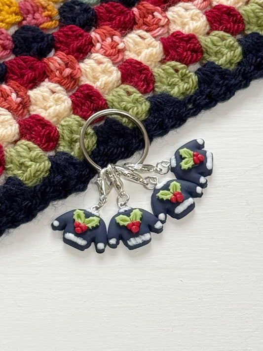 Christmas Jumper Stitch Markers, Festive Progress Keepers