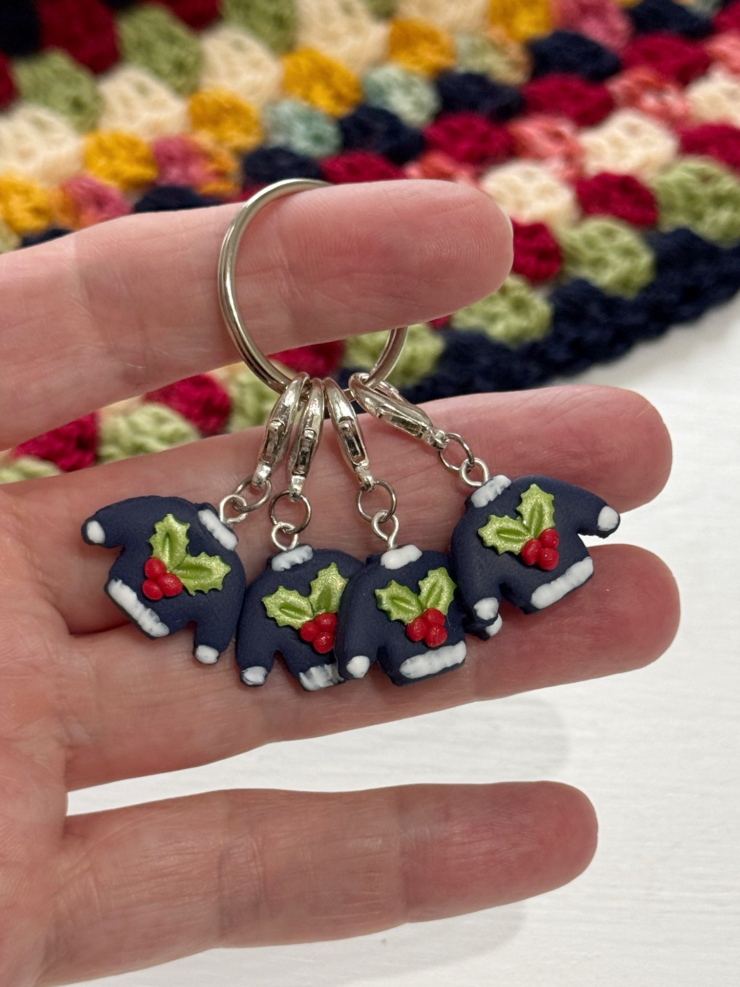 Christmas Jumper Stitch Markers, Festive Progress Keepers