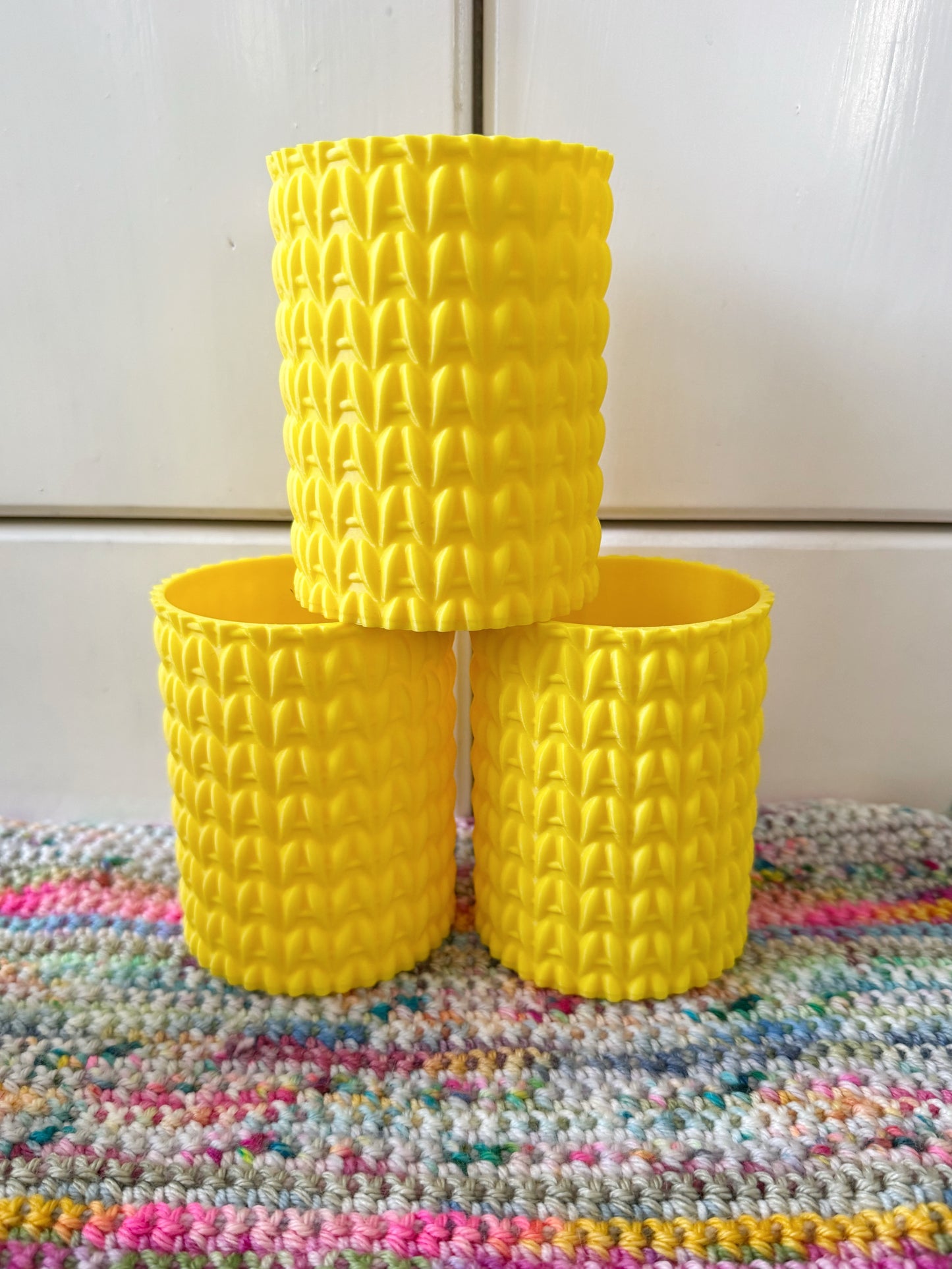 3D Printed Knitted Look Crochet Hook Pot, Crochet Hook Pen Storage Pot