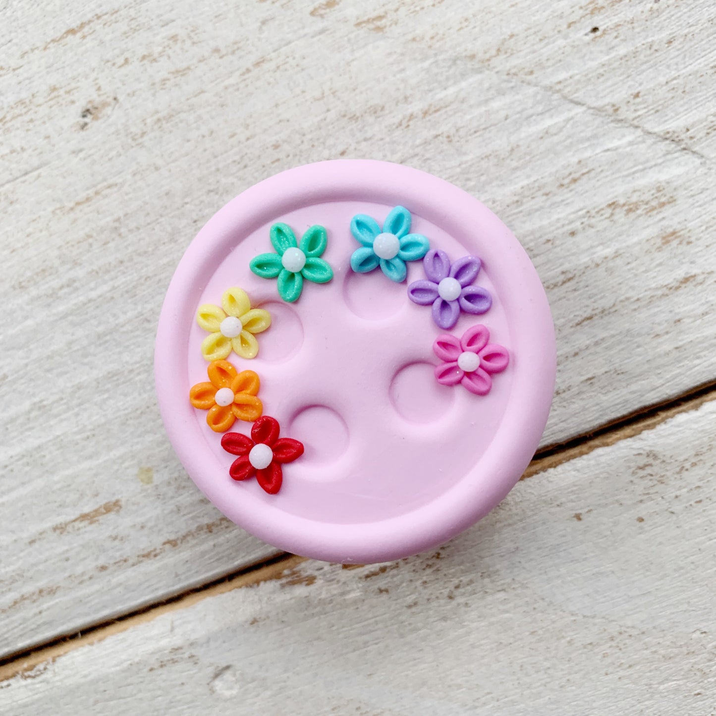 Pink rainbow button magnetic needle minder, needle keeper, sewing accessories