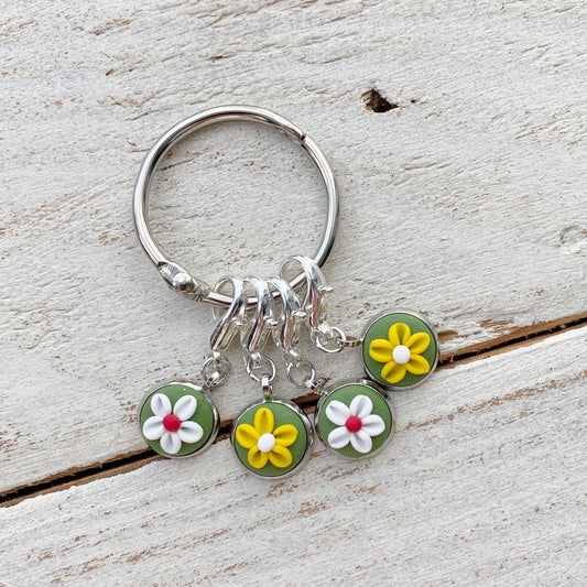 Pretty flower stitch markers, crochet progress keepers, notions, craft supplies, crochet accessories