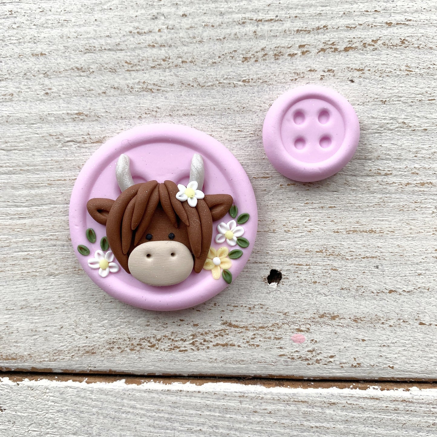 Pink highland cow needle minder, heilan coo needle keeper, cross stitch crochet accessories, gift for a crafter